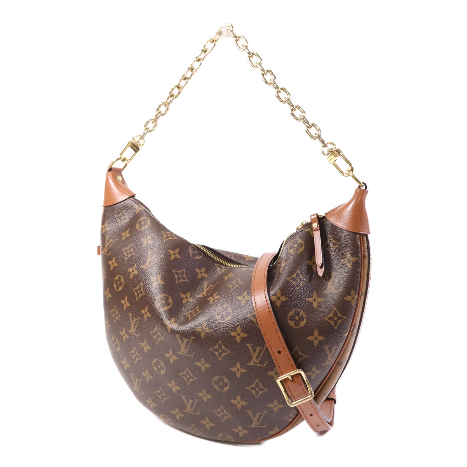 LOUIS VUITTON 【激減優惠】Monogram Reverse Loop Hobo金扣手挽肩背兩用袋棕色