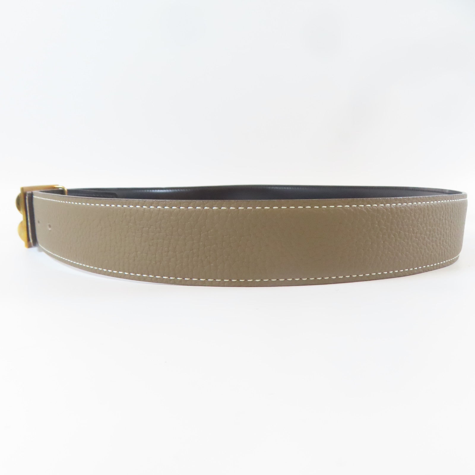 HERMES 【激減優惠】Epsom皮革Belt金扣皮帶灰色