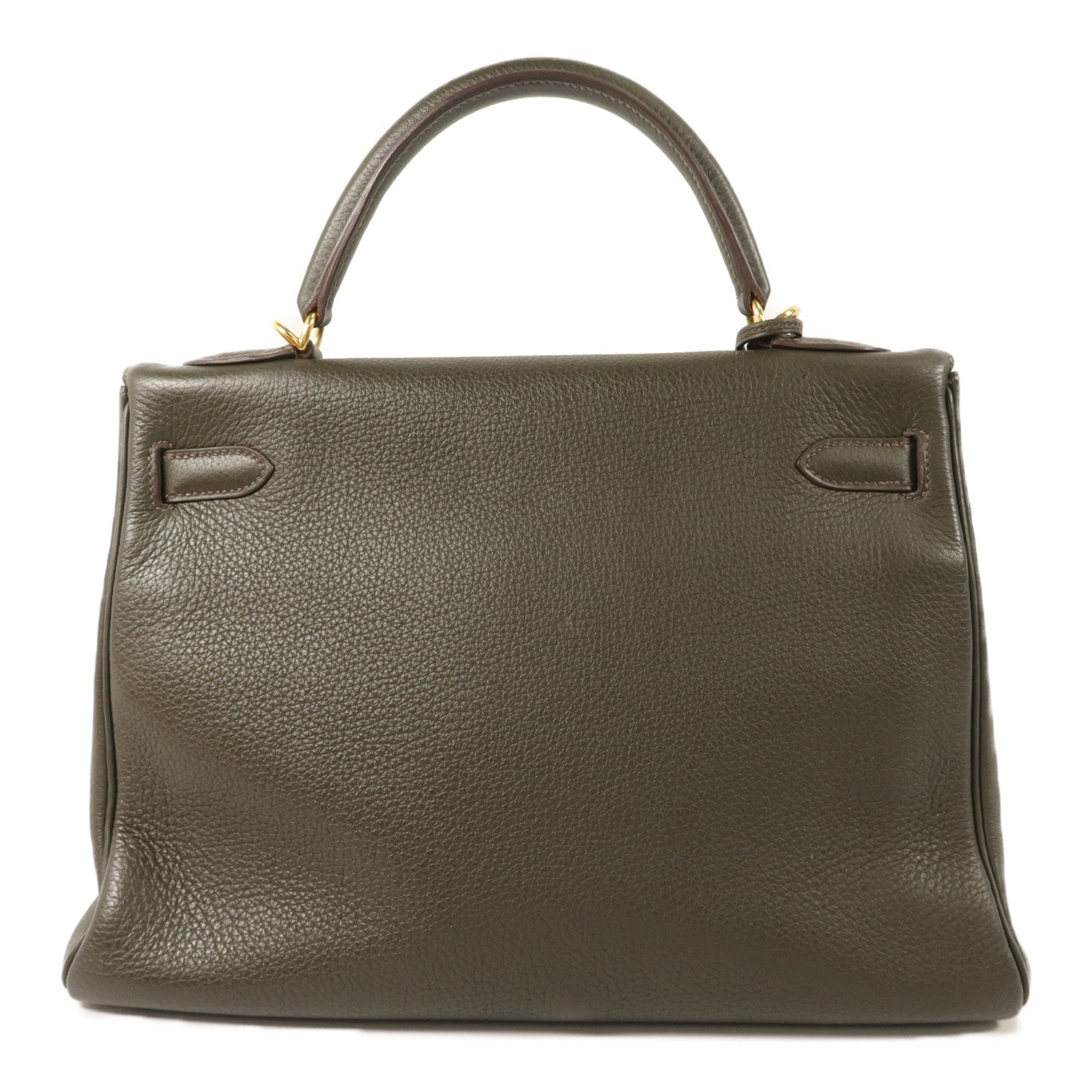 HERMES Clemence皮革Kelly 32手挽袋Vert de Gris