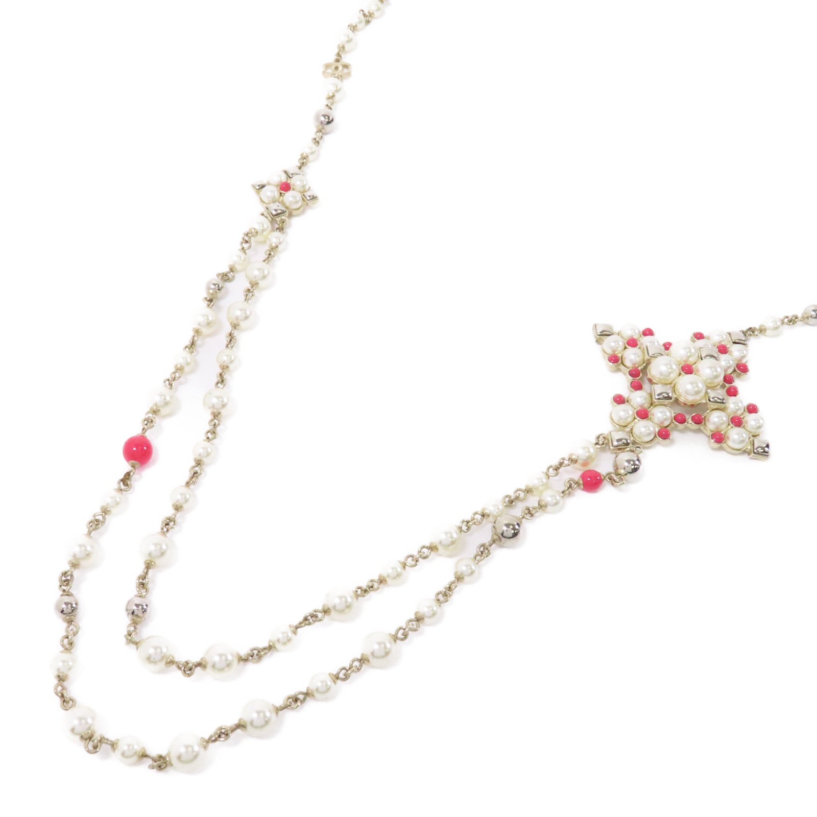 CHANEL 金屬Necklace項鍊白色/紅色/金色