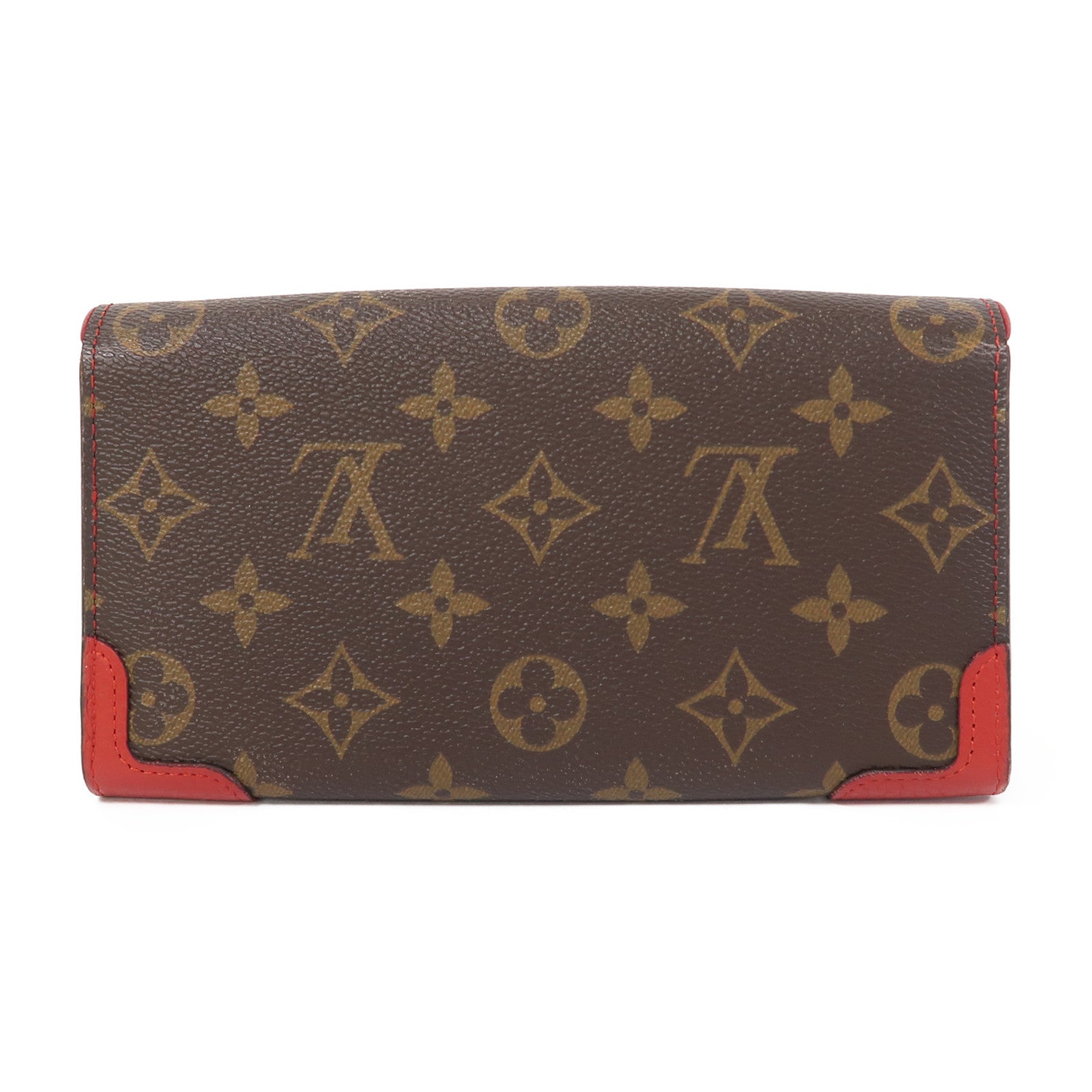 LOUIS VUITTON Monogram Sarah金扣長錢包啡色