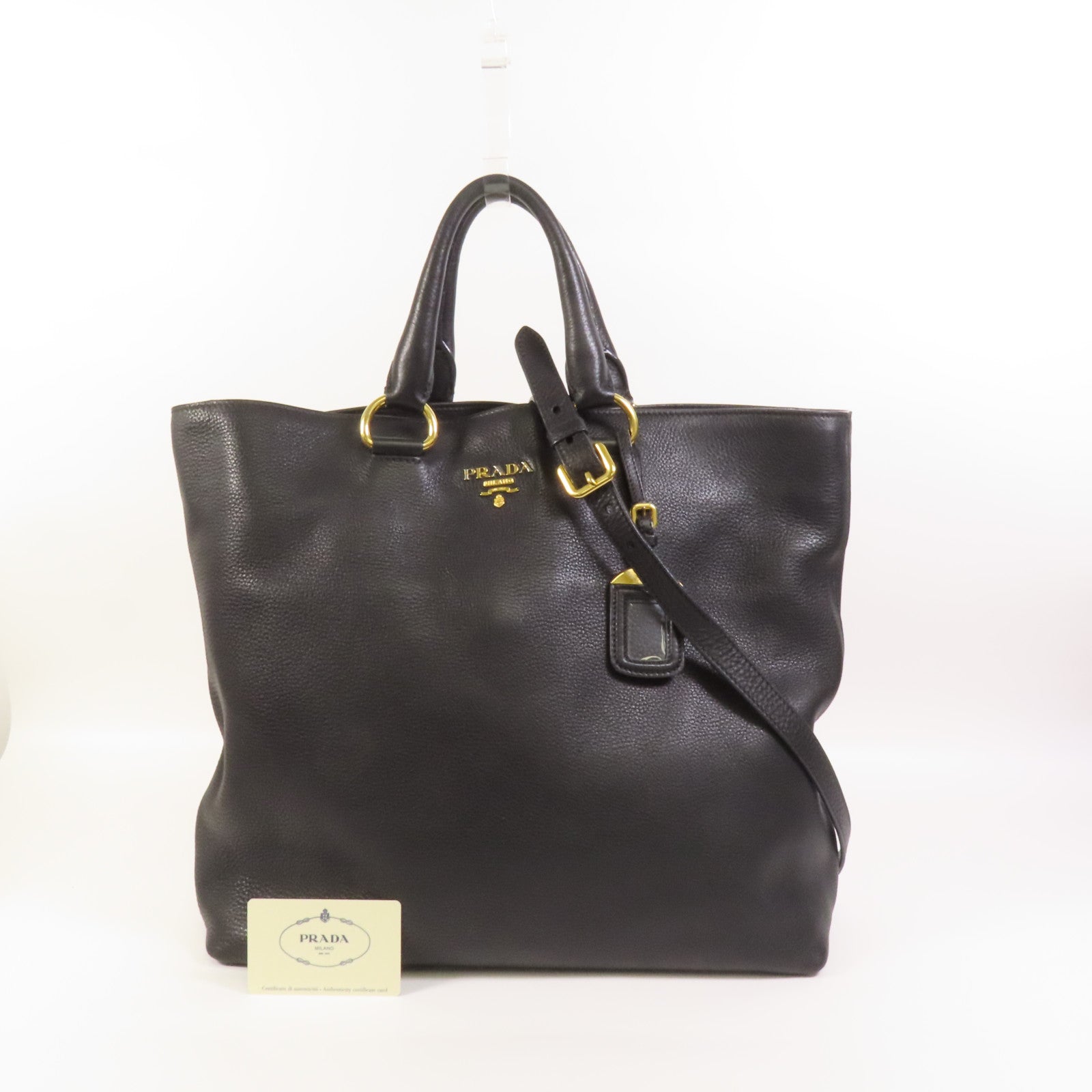 PRADA 牛皮皮革Shoulder Bag金扣手挽肩背兩用袋