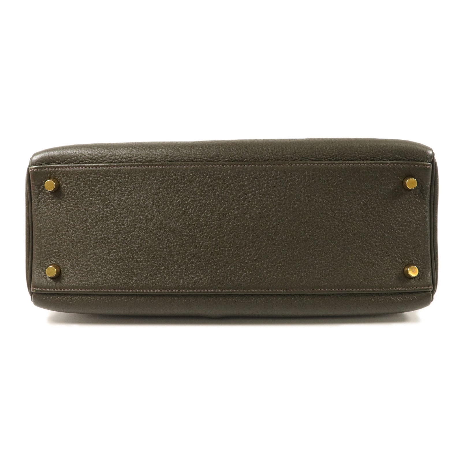 HERMES Clemence皮革Kelly 32手挽袋Vert de Gris