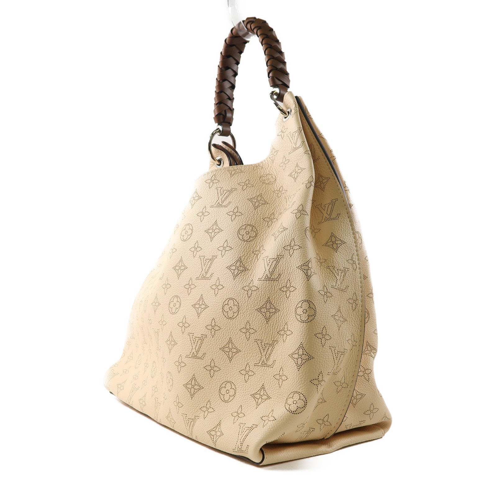 LOUIS VUITTON Mahina Carmel Mahina銀扣肩背袋米色
