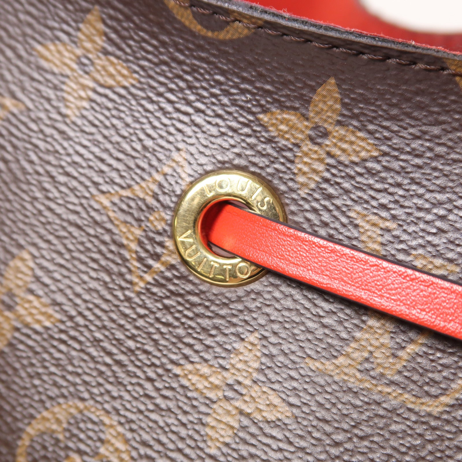 LOUIS VUITTON GHW Neo Noe Bucket Bag Shoulder Handbag M44021 Monogram Coquelicot