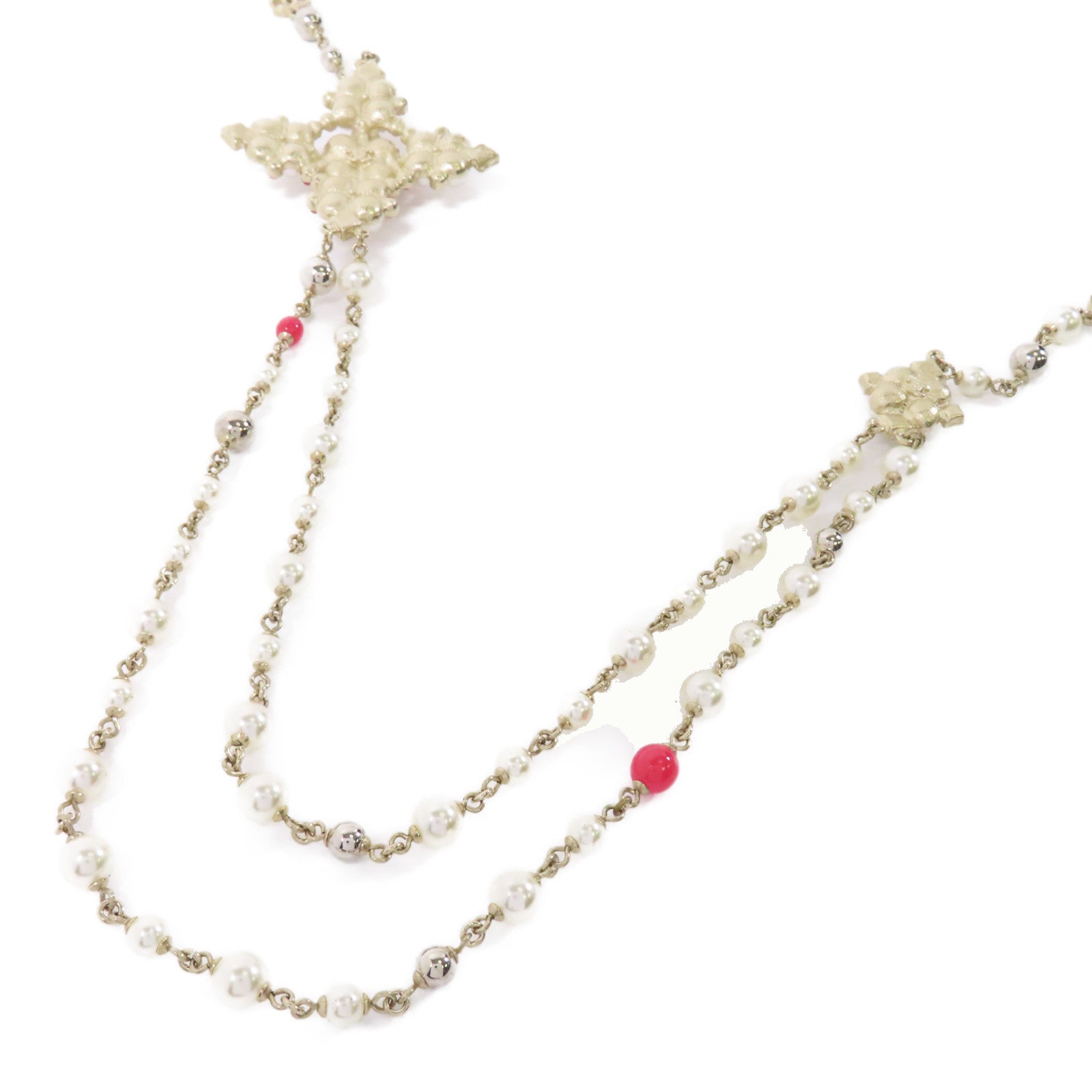 CHANEL 金屬Necklace項鍊白色/紅色/金色