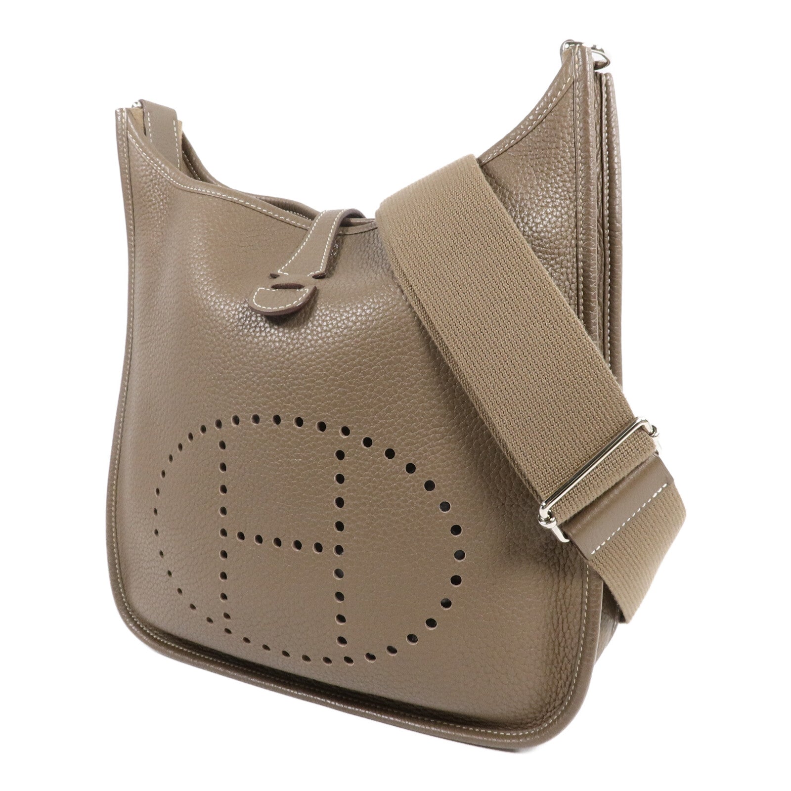 HERMES Clemence皮革Evelyne PM 肩背袋Etoupe