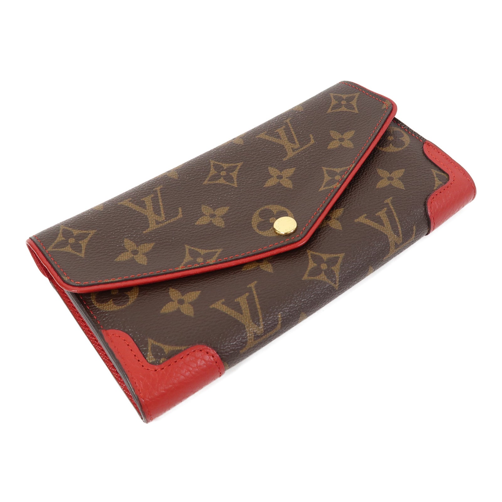 LOUIS VUITTON Monogram Sarah金扣長錢包啡色