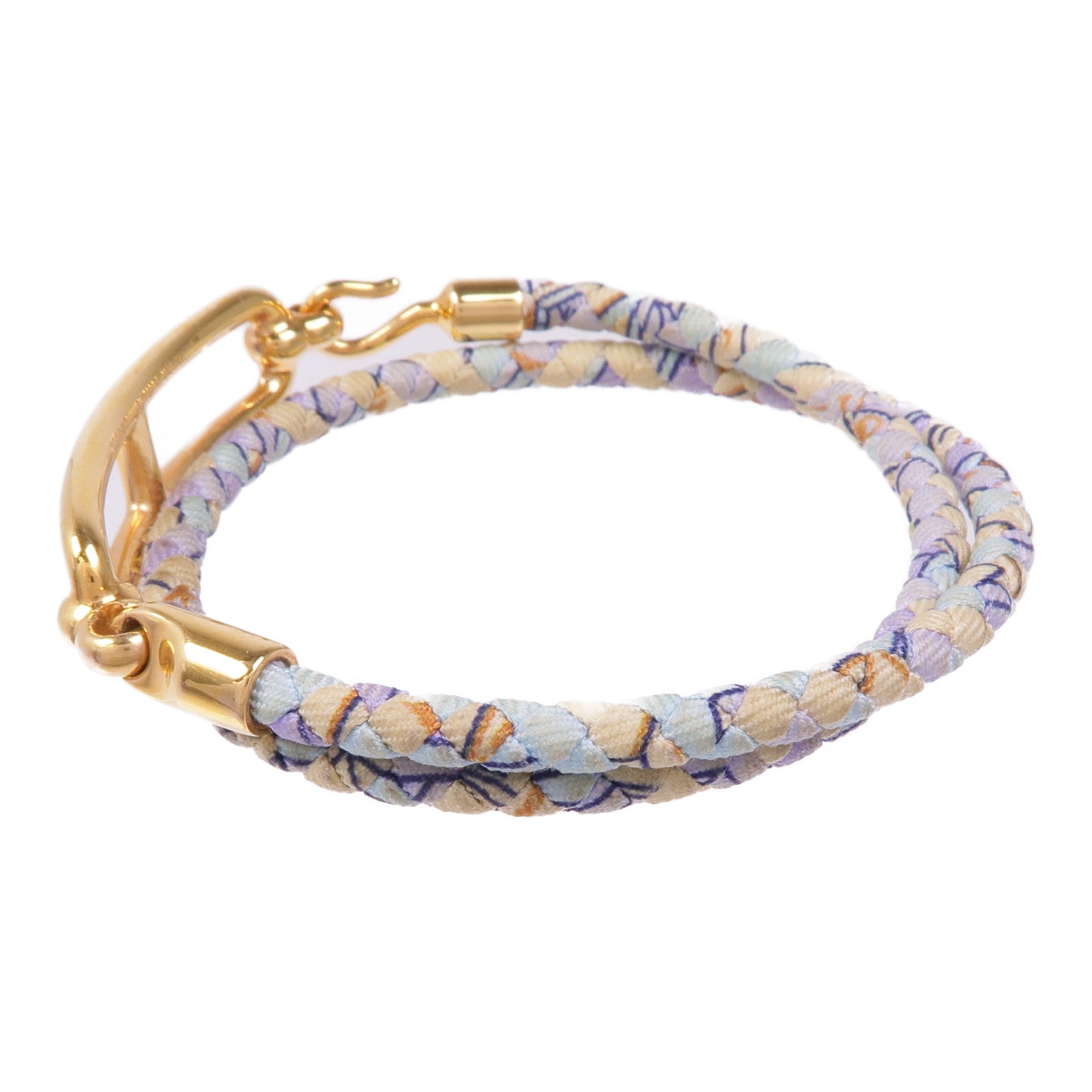 HERMES 絲質Roulis Double金扣手帶