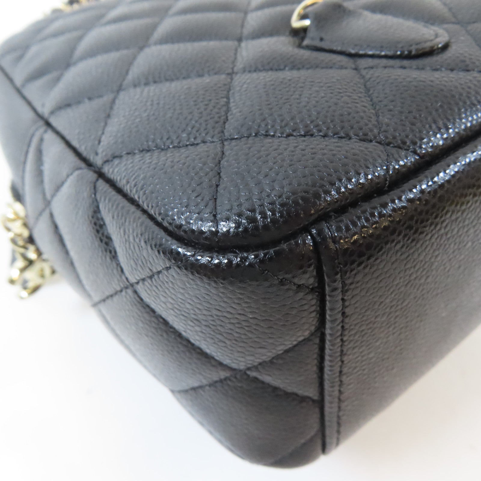 CHANEL 菱格Caviar皮革24C Backpack金扣背包肩背袋兩用黑色