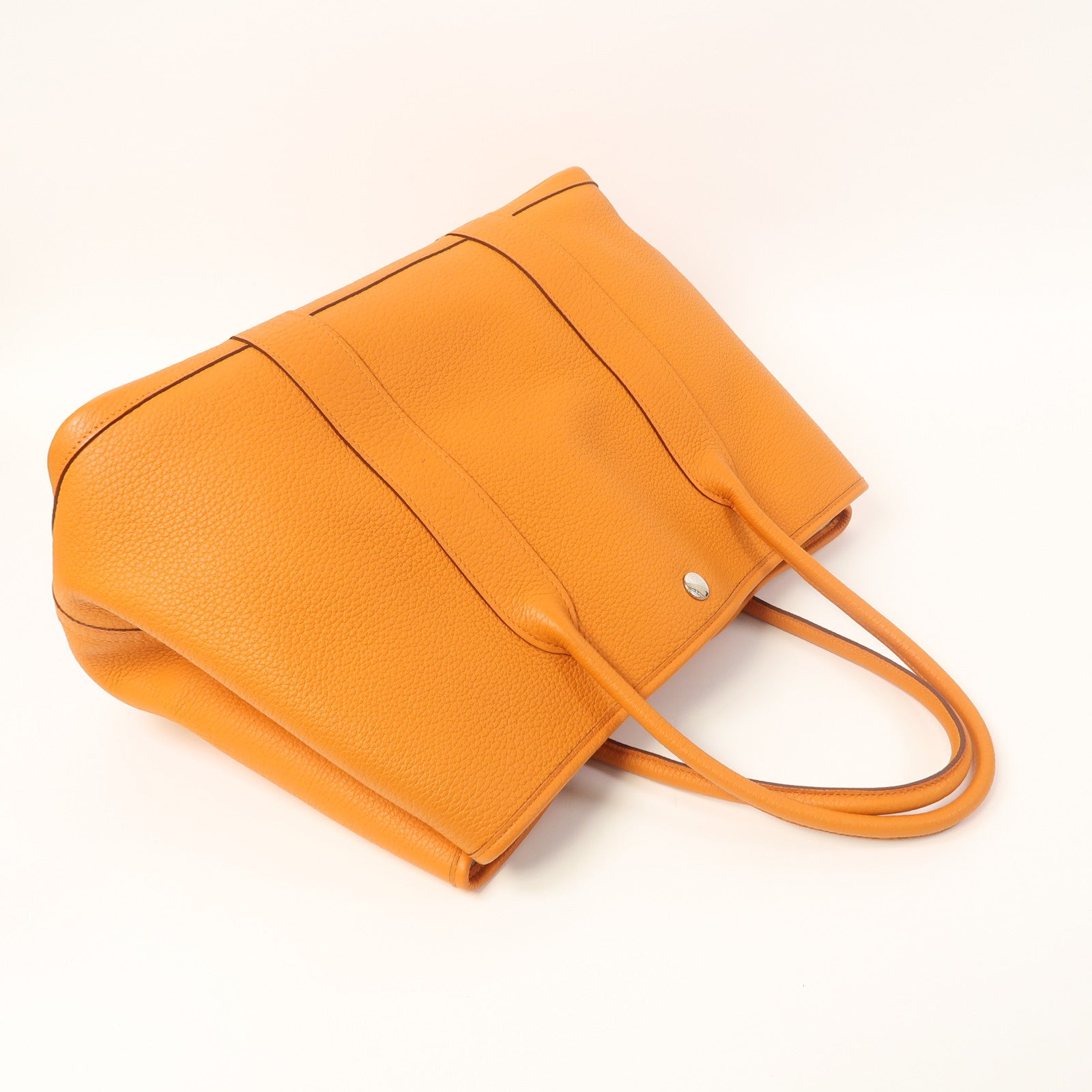 HERMES Negonda皮革GardenParty PM銀扣手挽袋橙色