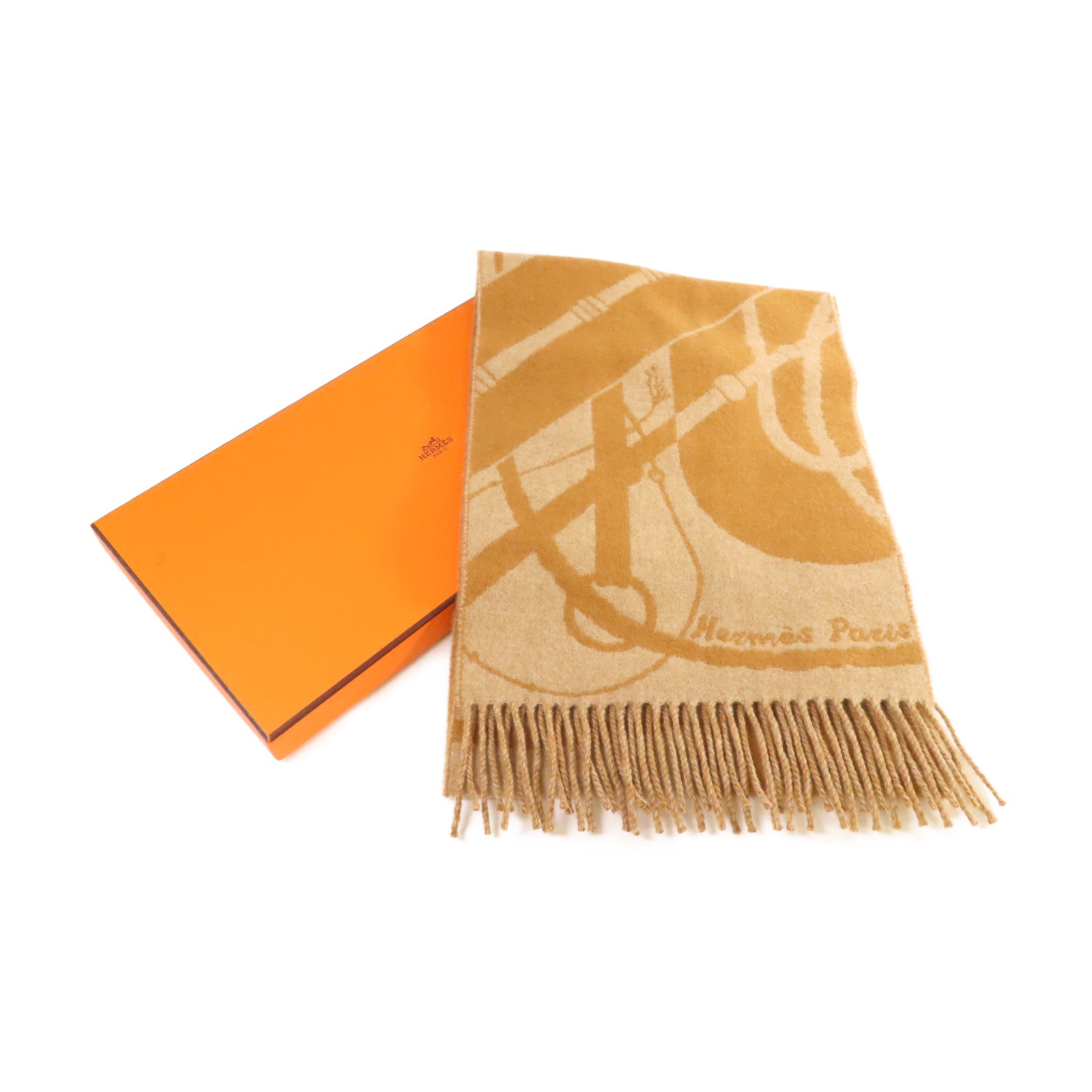 HERMES 【激減優惠】羊絨Scarf圍巾啡色/杏色