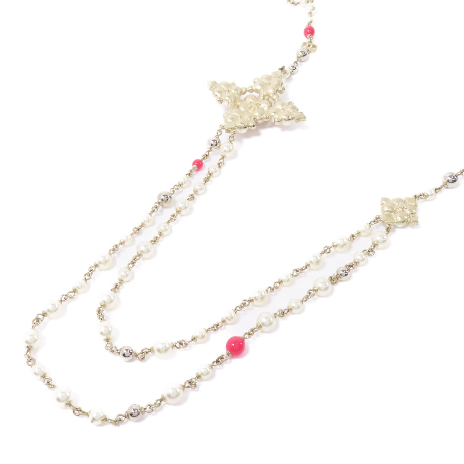 CHANEL 金屬Necklace項鍊白色/紅色/金色