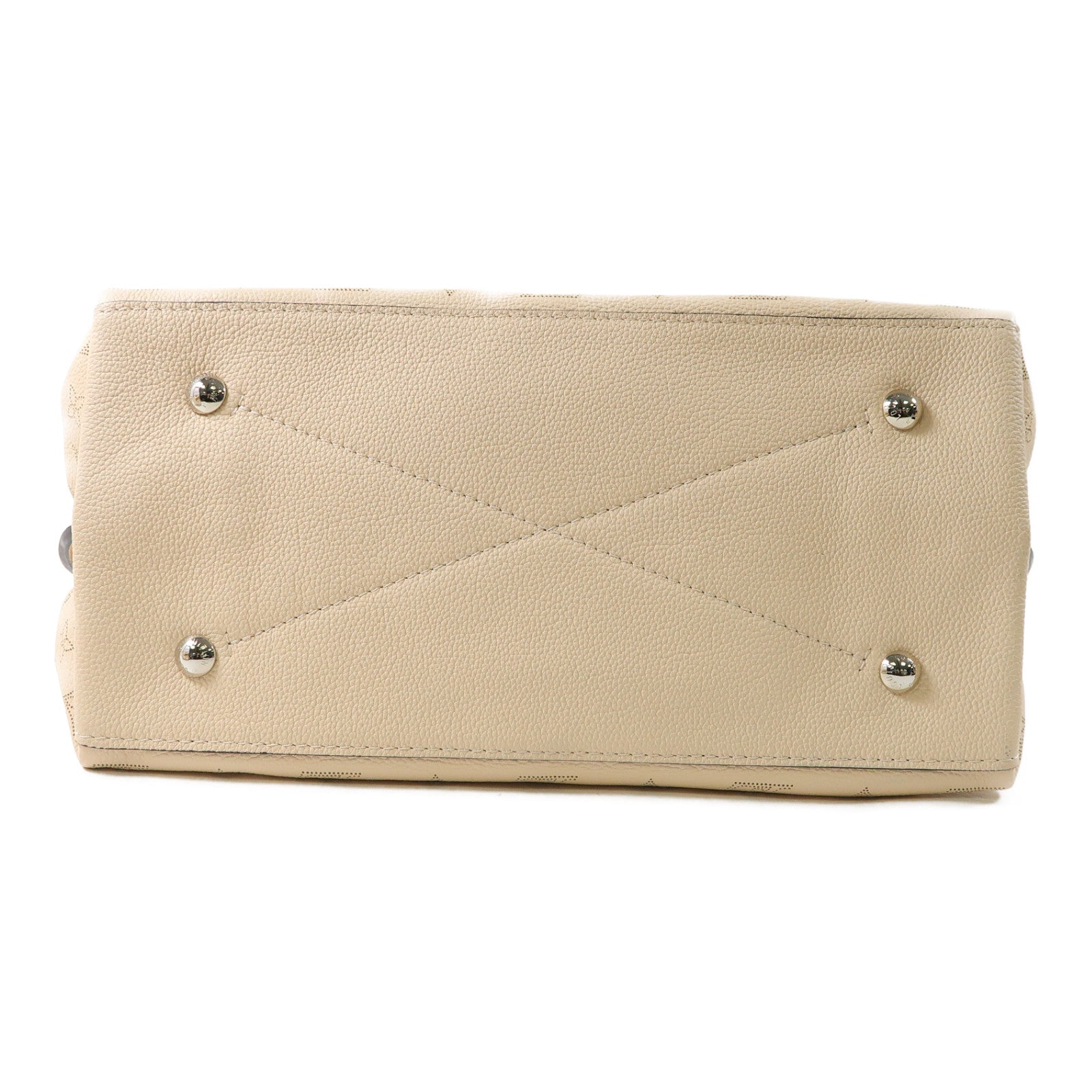 LOUIS VUITTON Mahina Carmel Mahina銀扣肩背袋米色