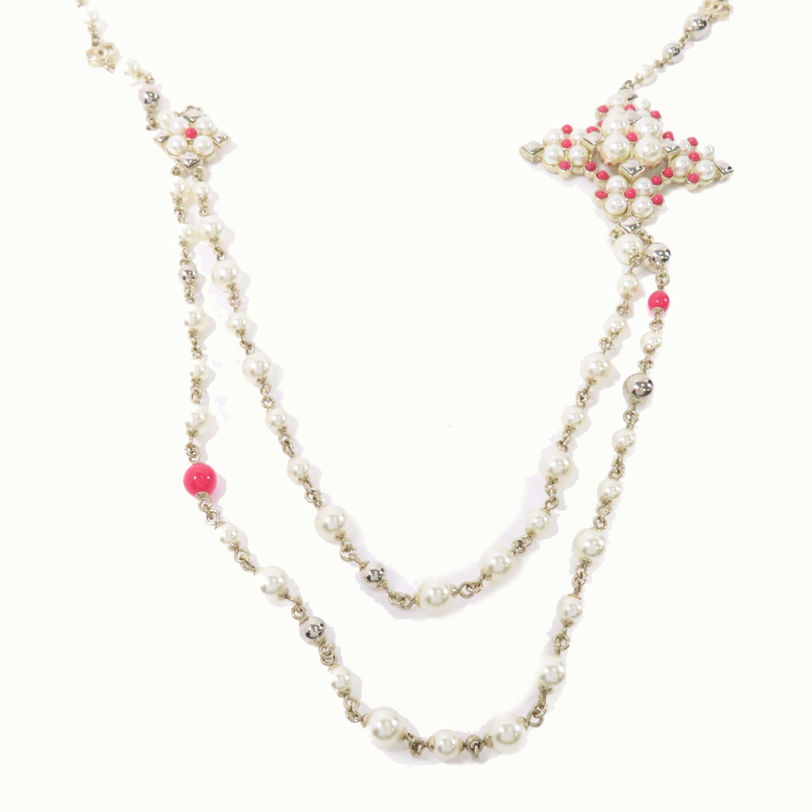 CHANEL 金屬Necklace項鍊白色/紅色/金色