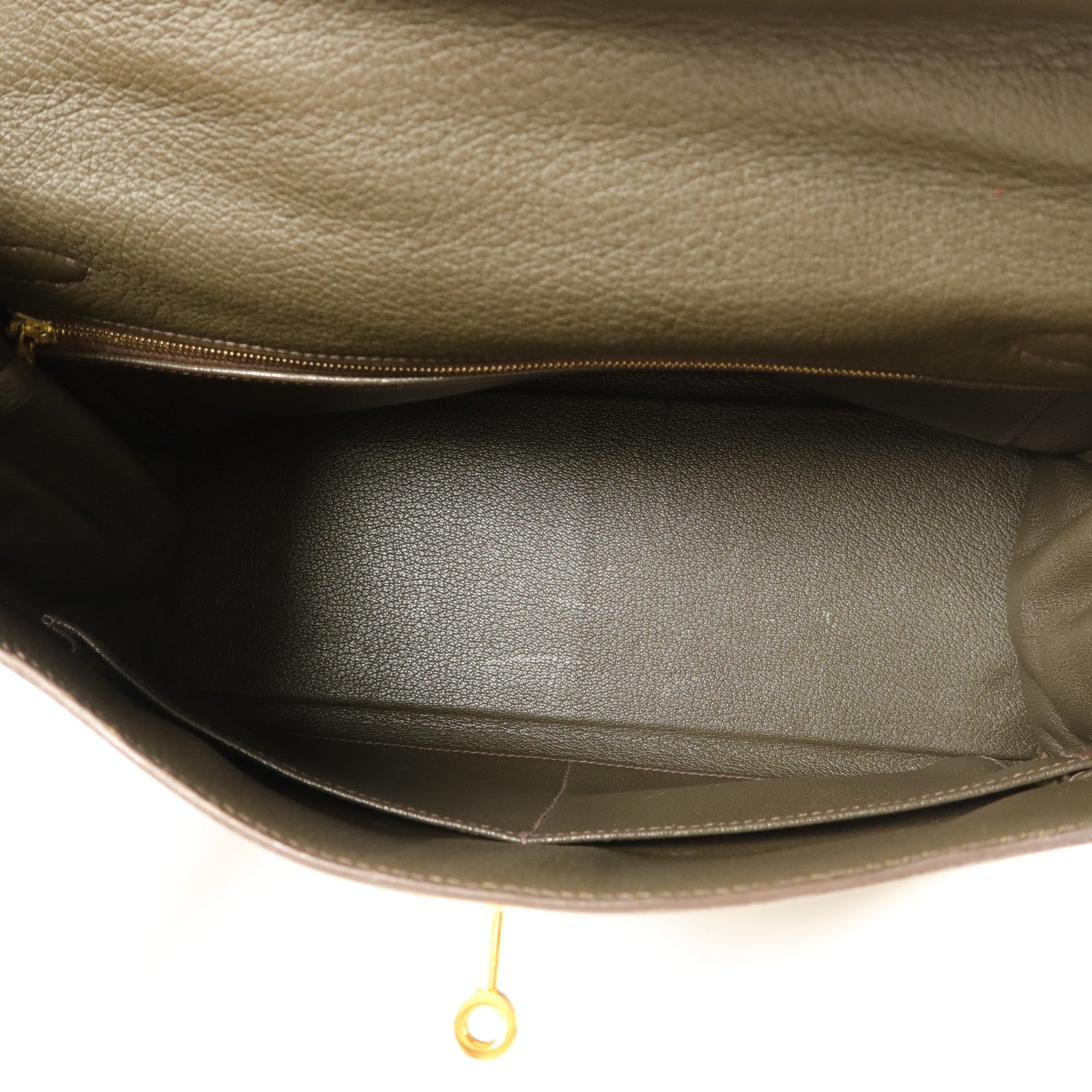 HERMES Clemence皮革Kelly 32手挽袋Vert de Gris