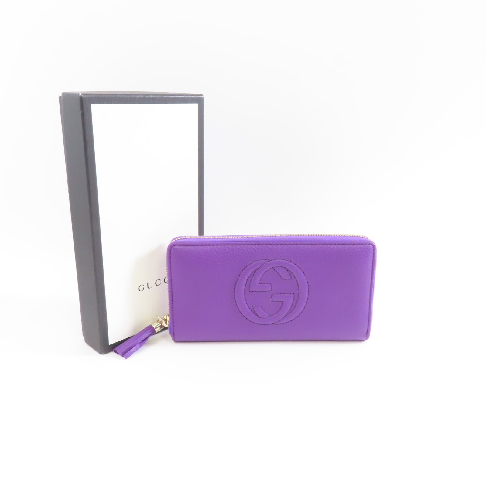 GUCCI 牛皮皮革Long Wallet金扣長錢包紫色
