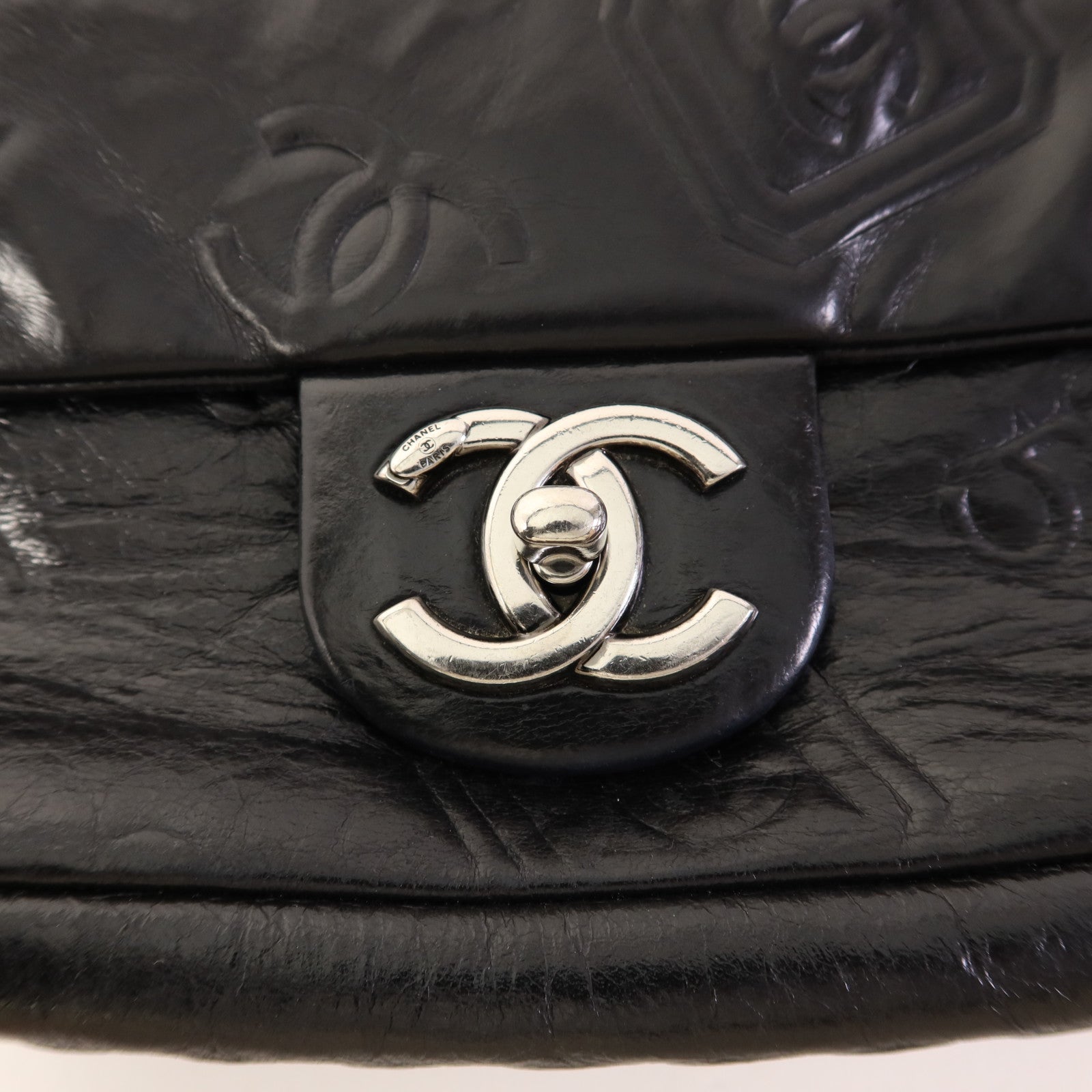 CHANEL 牛皮皮革Chain Shoulder Bag銀扣鏈帶肩背袋