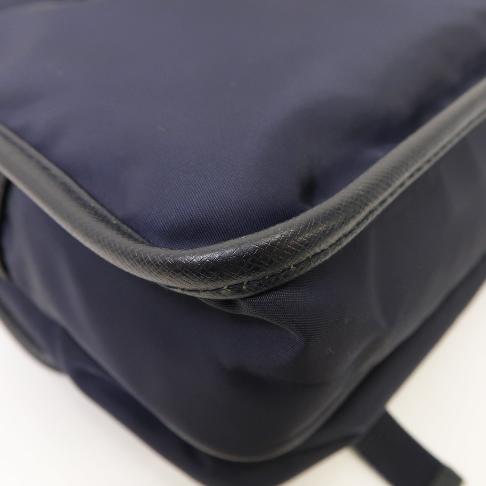 PRADA 尼龍/Saffiano皮革Messenger Bag銀扣肩背袋藍色