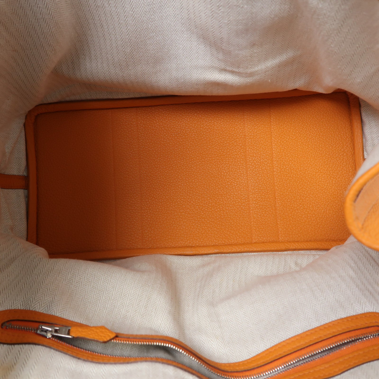 HERMES Negonda皮革GardenParty PM銀扣手挽袋橙色