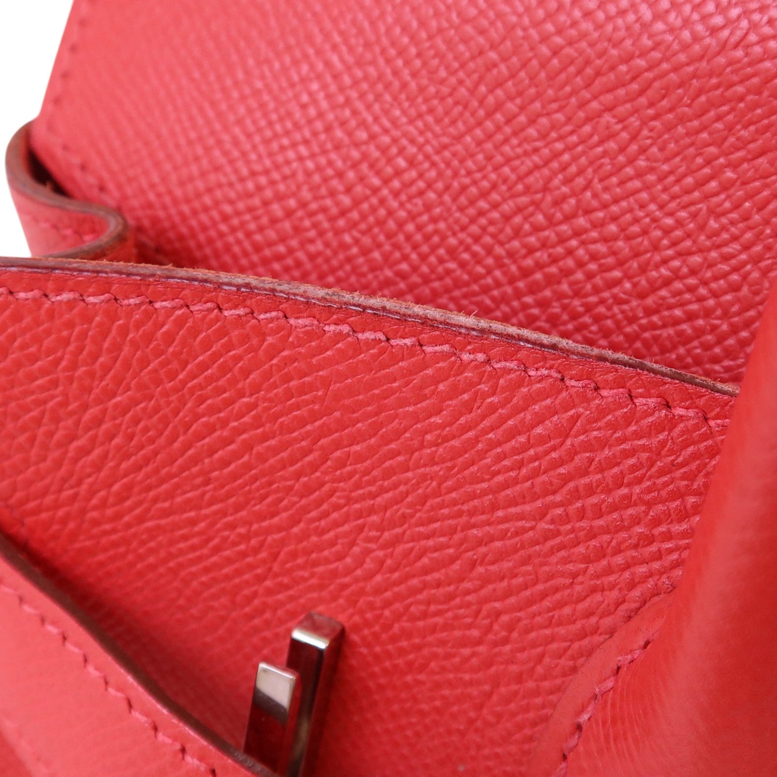 HERMES Epsom皮革Birkin 30銀扣手挽袋紅色