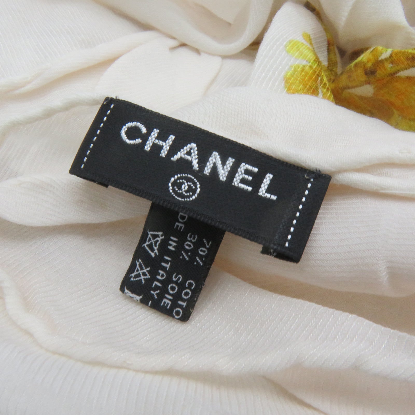 CHANEL 【激減優惠】絲質/棉質Scarf絲巾黃色/杏色