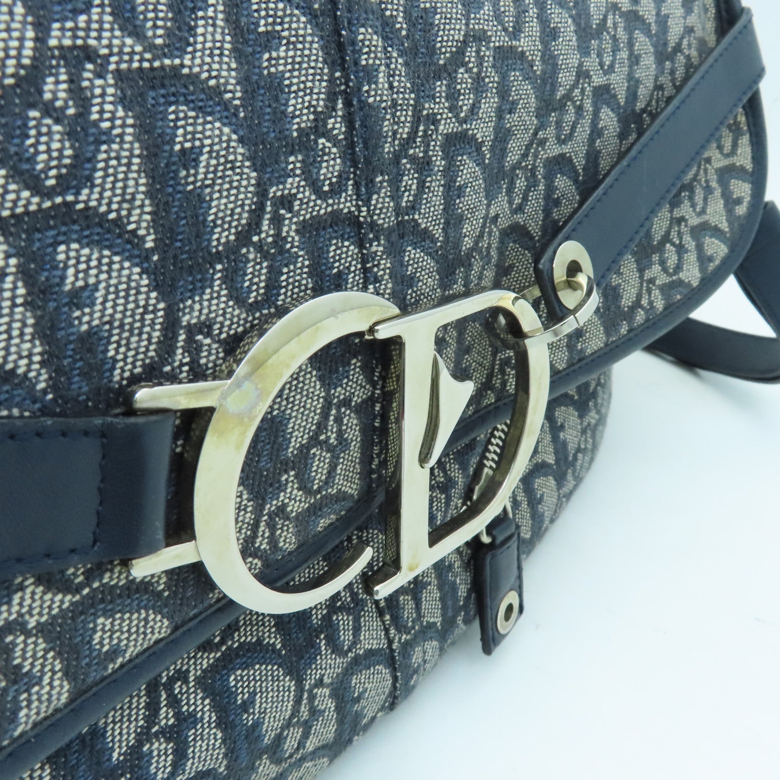 Dior canvas Shoulder Bag silver buckle shoulder bag blue