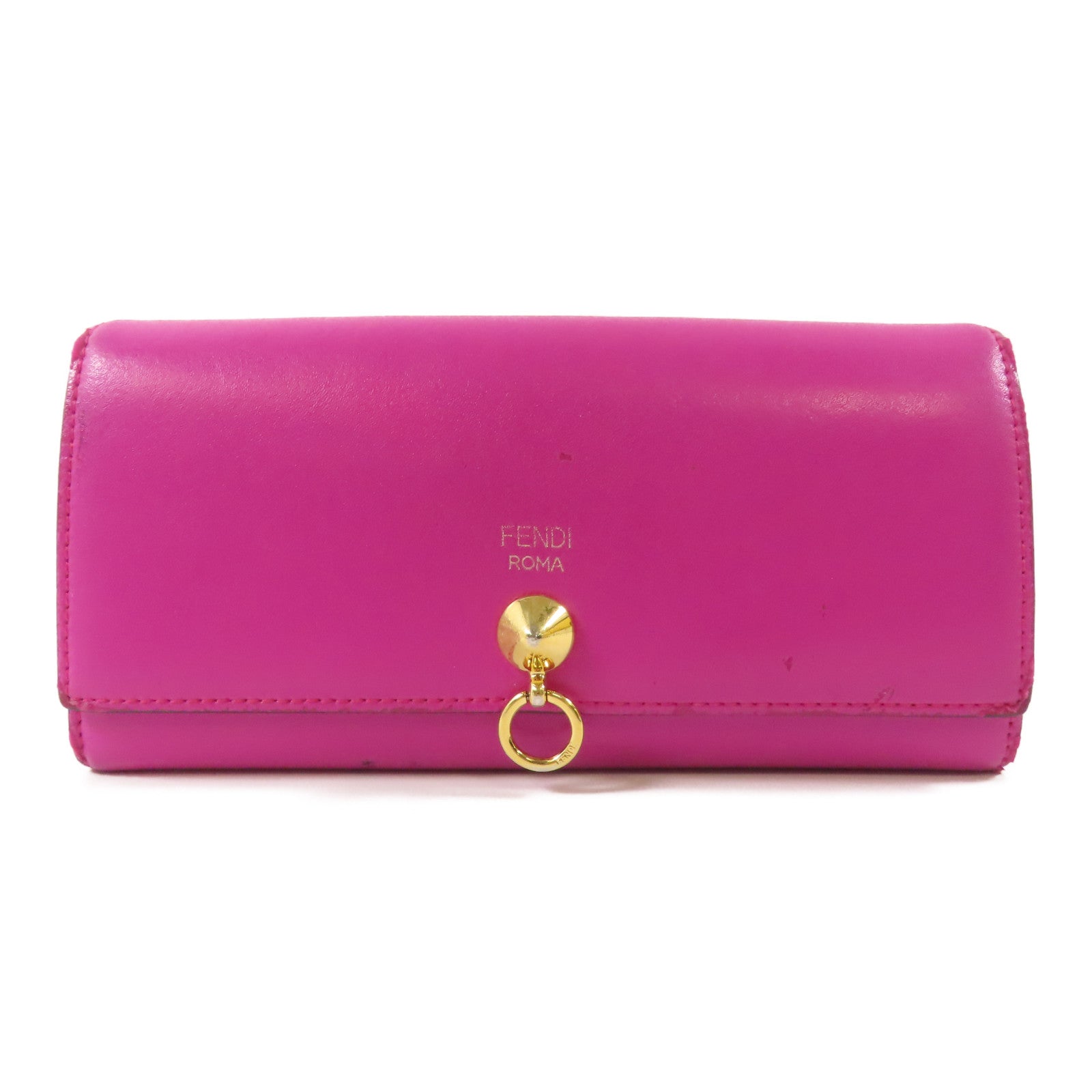 FENDI 【激減優惠】牛皮皮革Long Wallet金扣長錢包