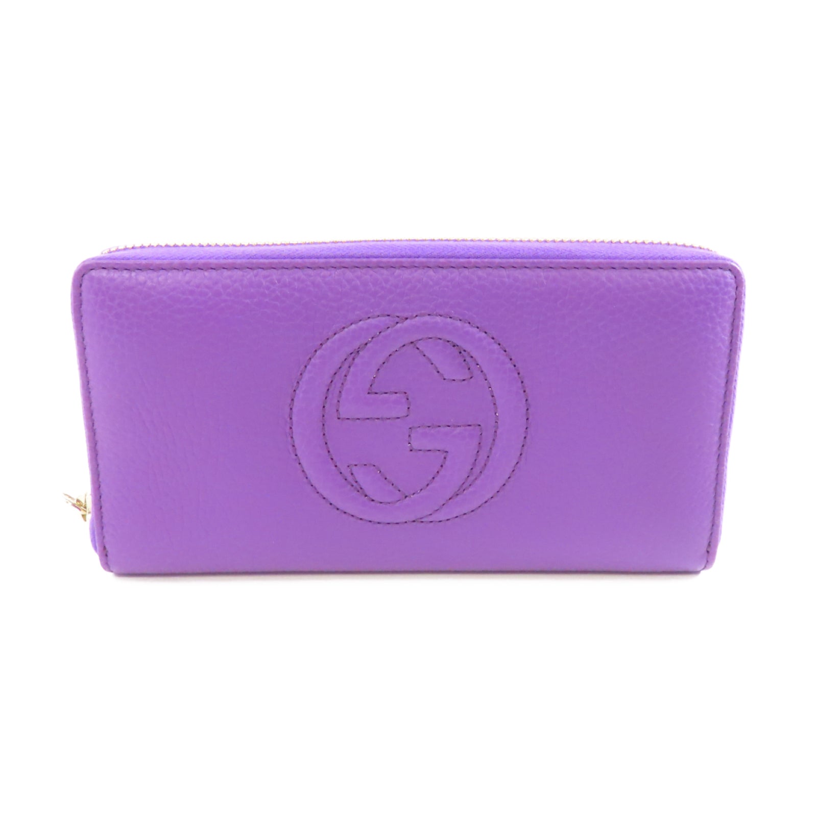 GUCCI 牛皮皮革Long Wallet金扣長錢包紫色