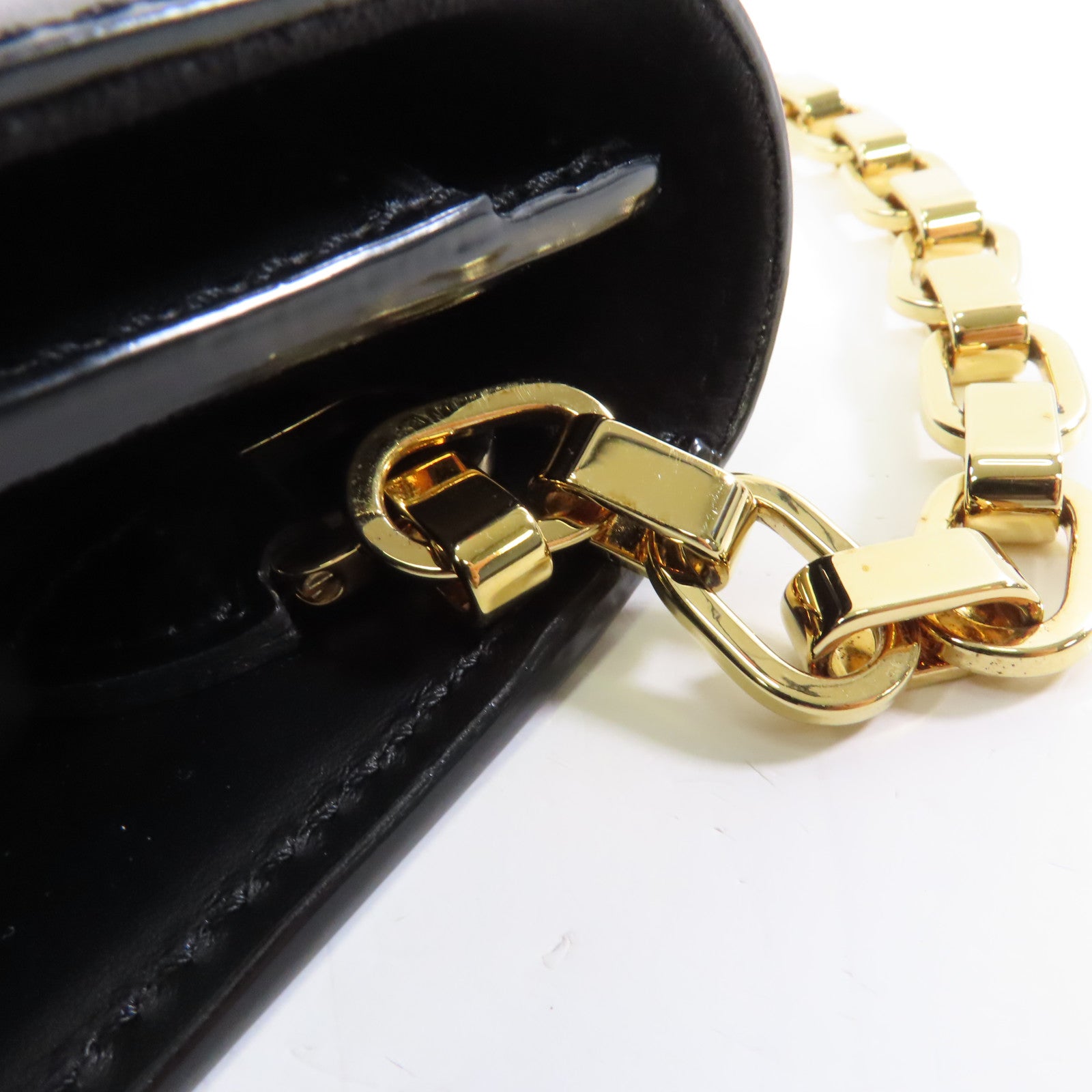 LOUIS VUITTON 牛皮皮革Chain Louise金扣鏈帶肩背袋黑色
