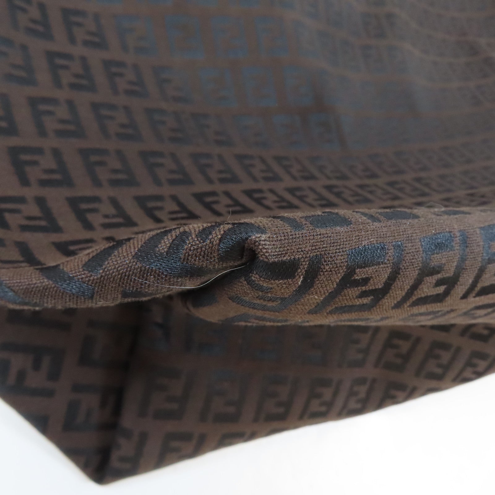 FENDI 帆布Tote Bag銀扣手挽袋啡色