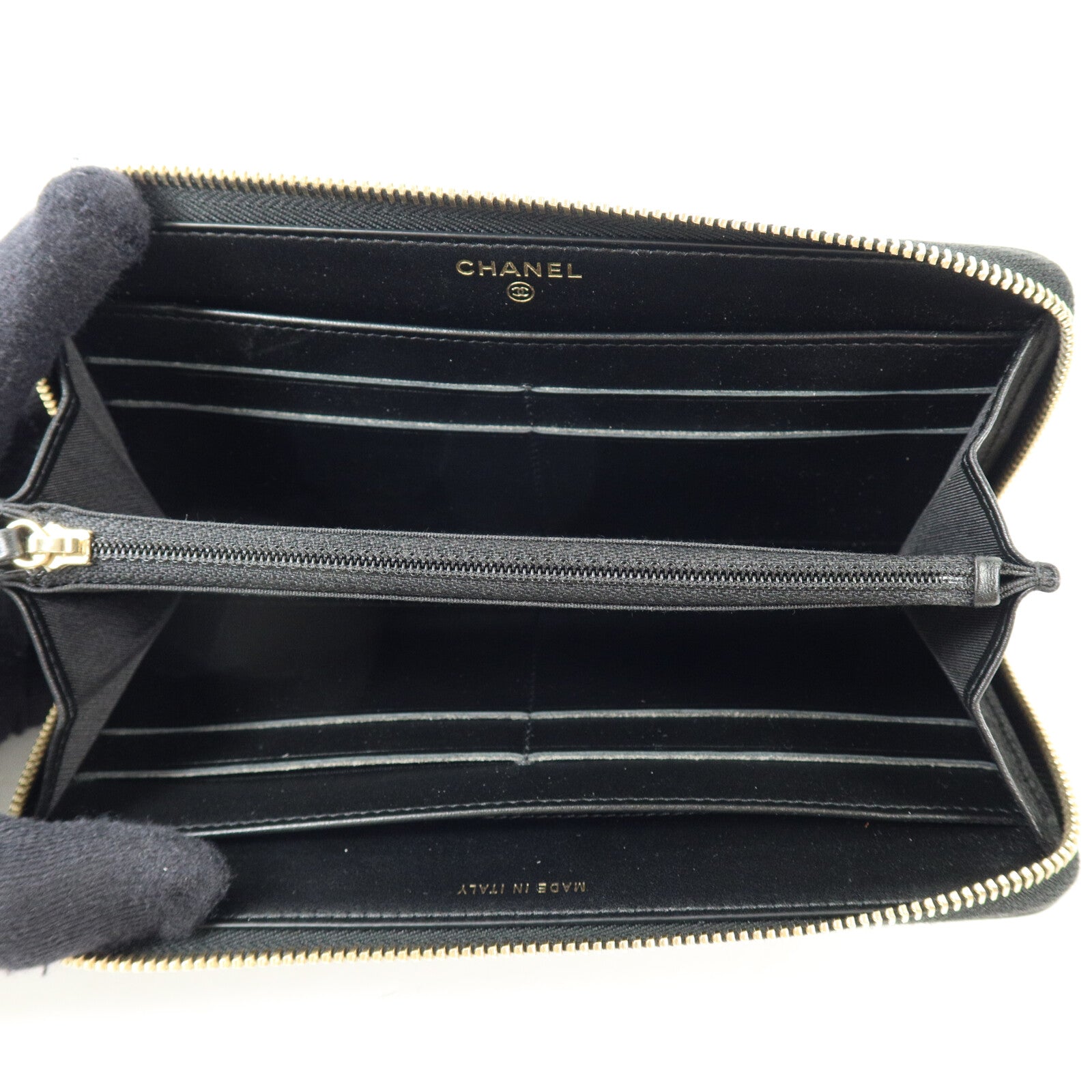 CHANEL 牛皮皮革CC Filigree Zipper Long Wallet長錢包