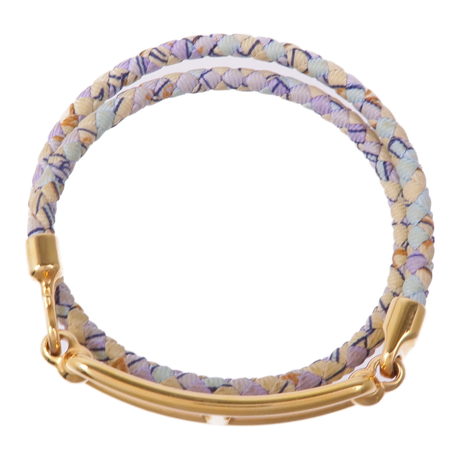 HERMES 絲質Roulis Double金扣手帶