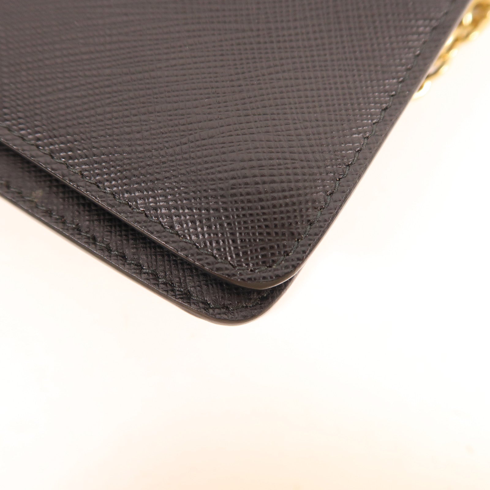PRADA 牛皮皮革Wallet On Chain金扣鏈帶肩背袋黑色