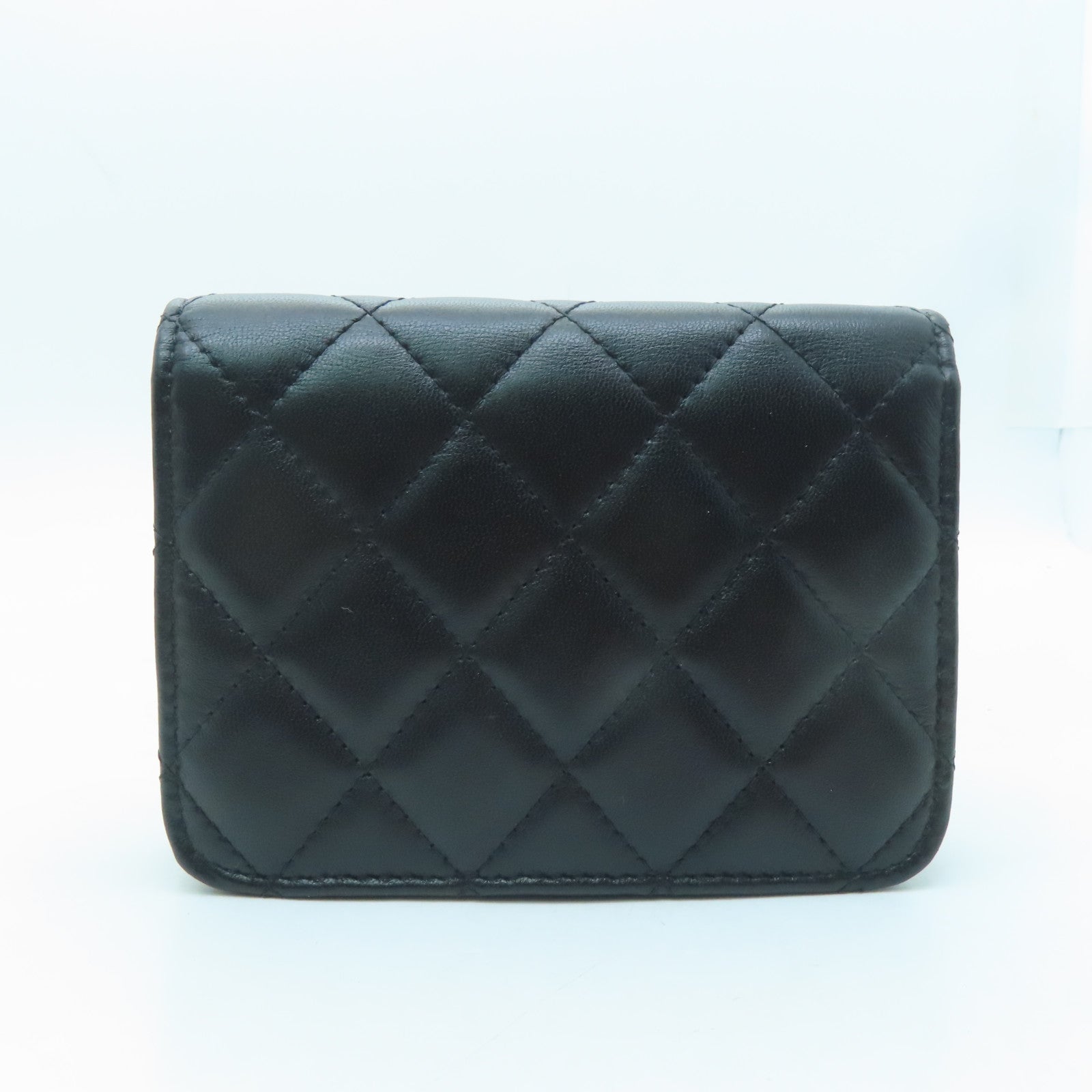CHANEL rhombic sheepskin leather Chain Shoulder Bag gold buckle chain shoulder bag black