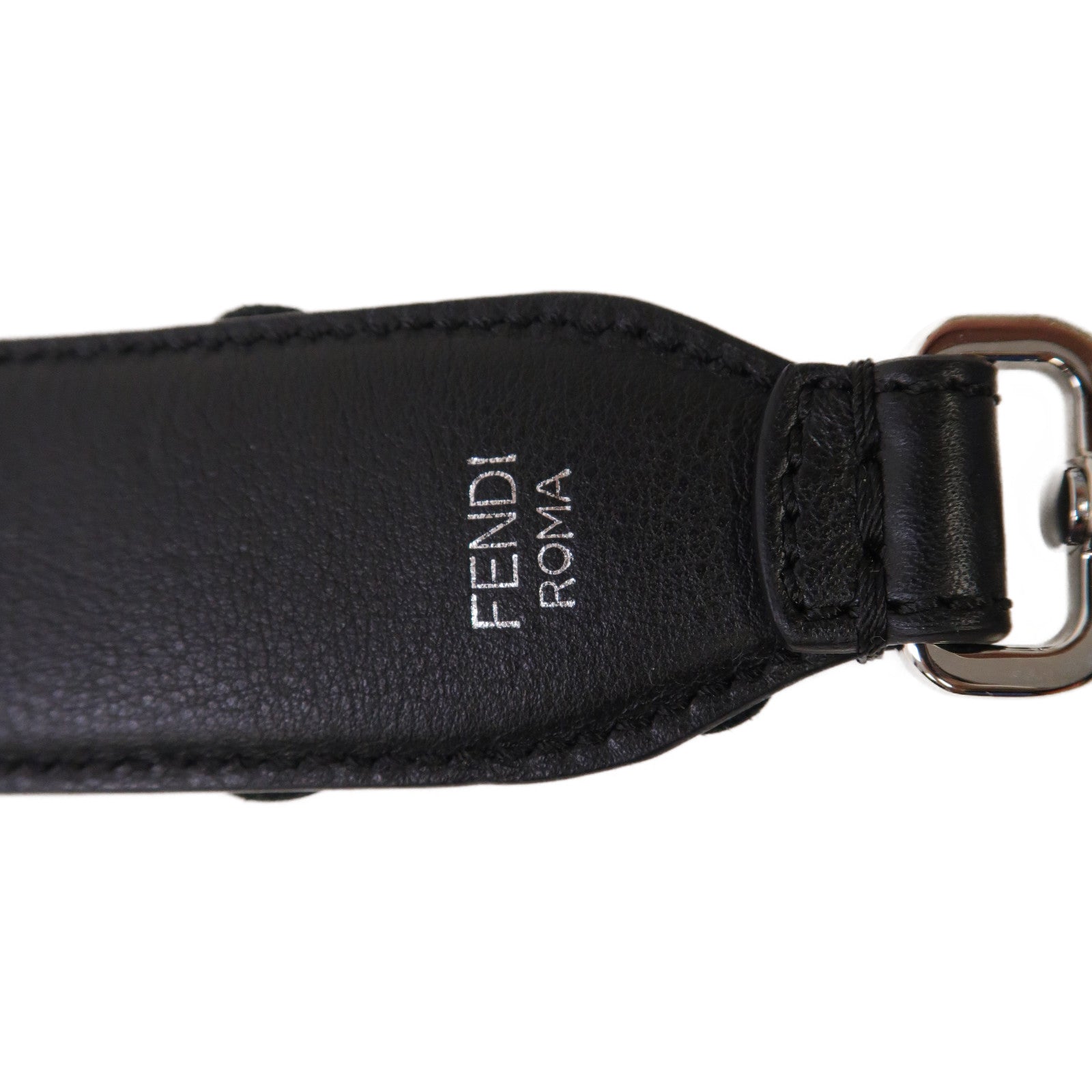 FENDI 【激減優惠】牛皮皮革Shoulder Strap銀扣肩背帶黑色