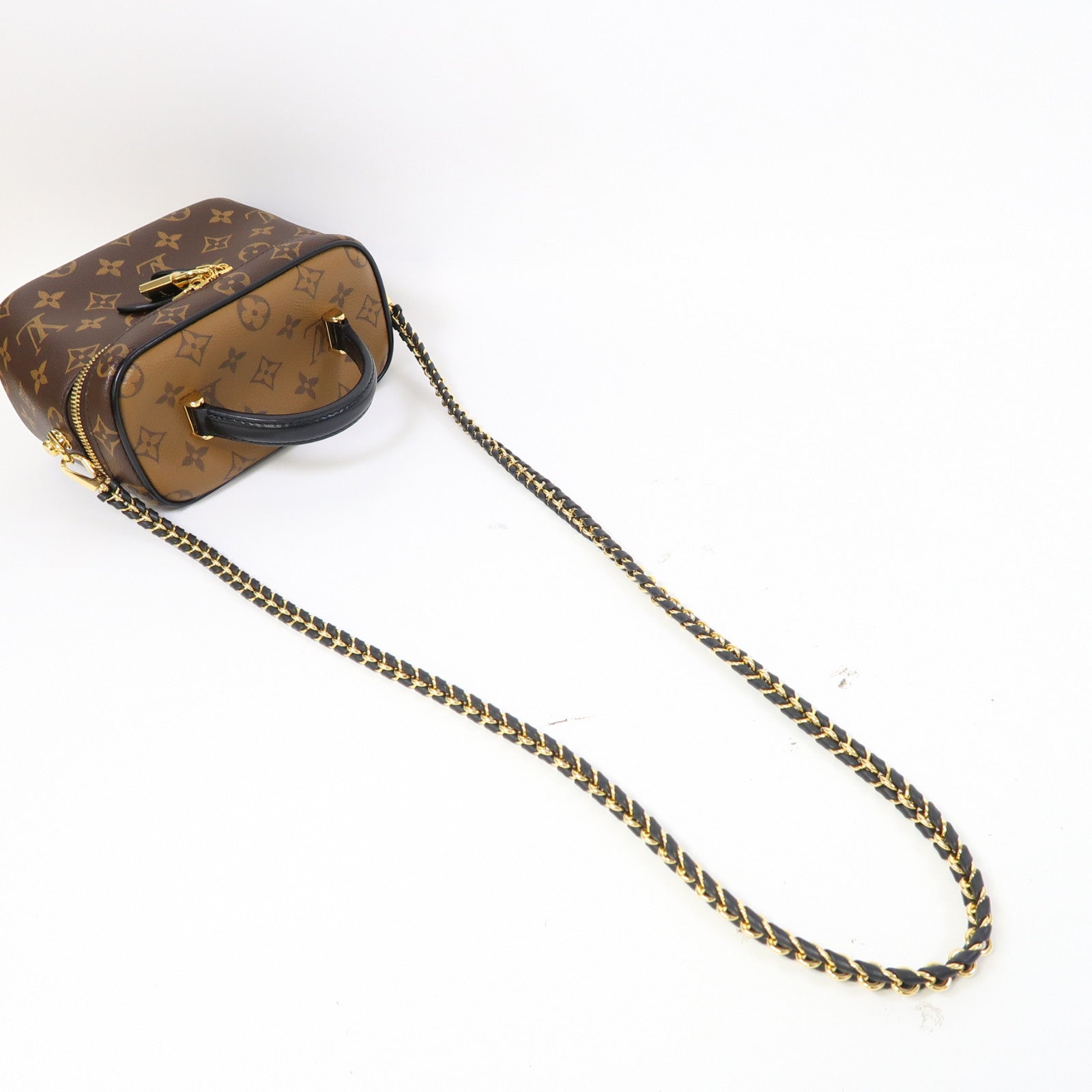 LOUIS VUITTON Monogram Vanity PM金扣手挽肩背兩用袋啡色