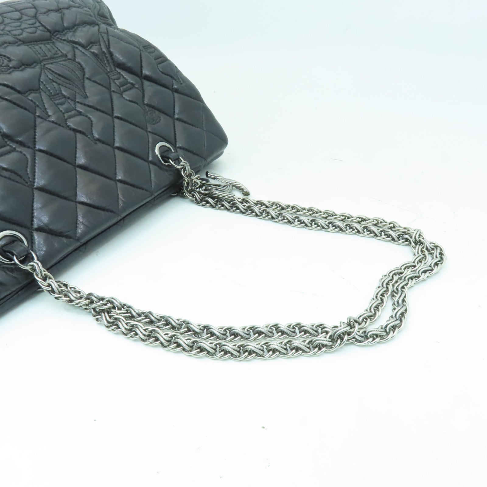 CHANEL 【激減優惠】菱格羊皮皮革Chain Shoulder Bag銀扣鏈帶肩背袋黒色