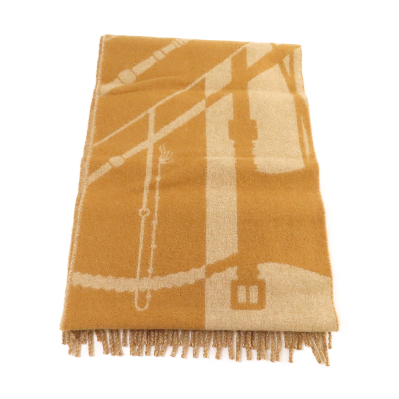 HERMES 【激減優惠】羊絨Scarf圍巾啡色/杏色