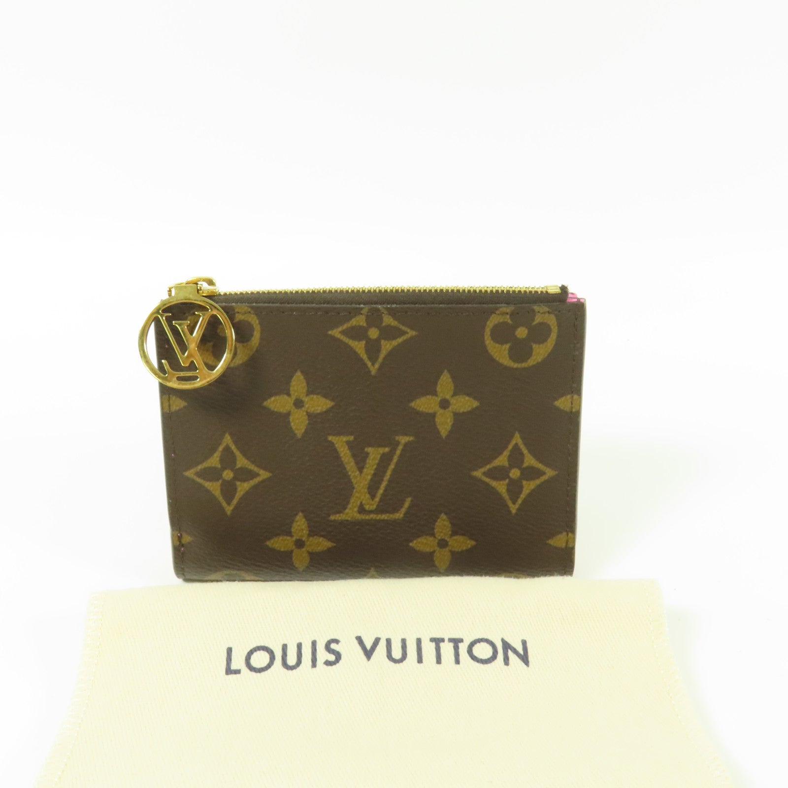 LOUIS VUITTON Monogram Lisa Wallet金扣錢包棕色/粉紅色