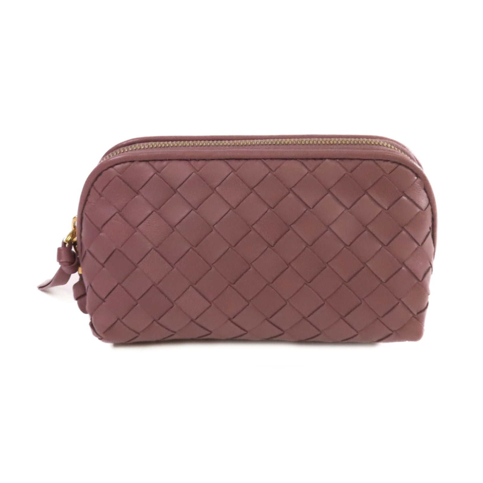 BOTTEGA VENETA 【激減優惠】織紋皮革Pouch金扣手拿包紫色