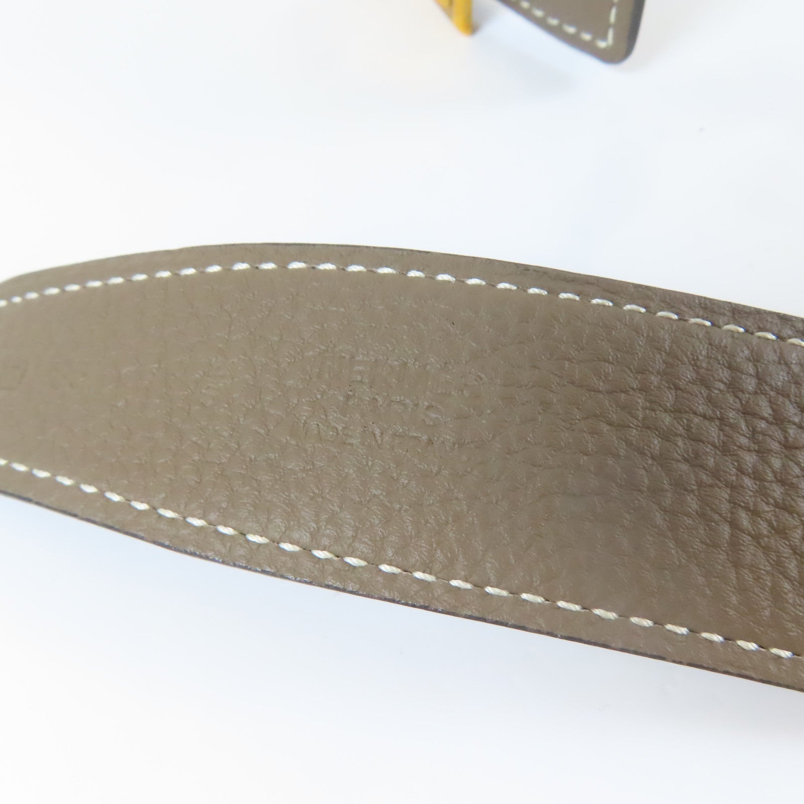 HERMES 【激減優惠】Epsom皮革Belt金扣皮帶灰色