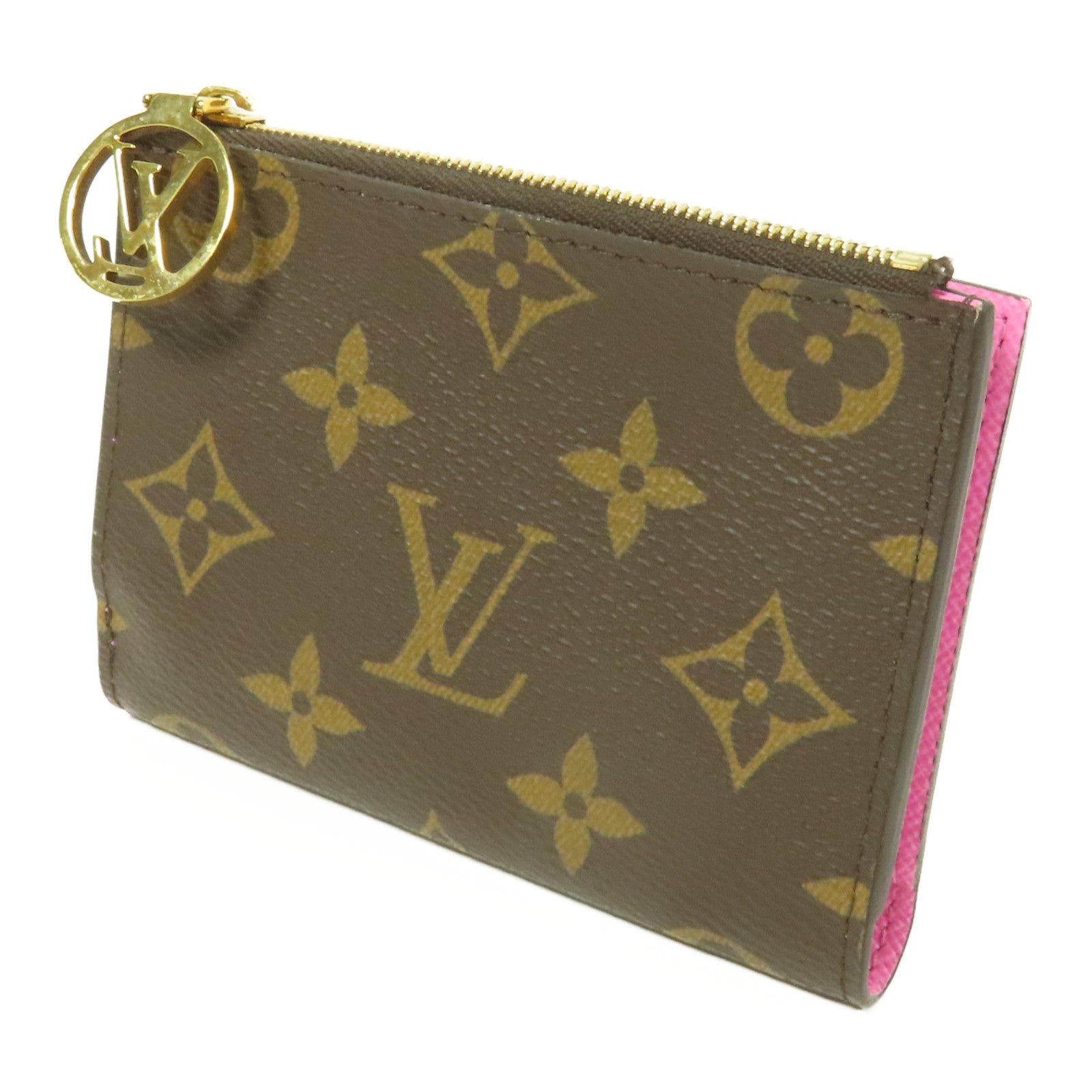 LOUIS VUITTON Monogram Lisa Wallet金扣錢包棕色/粉紅色