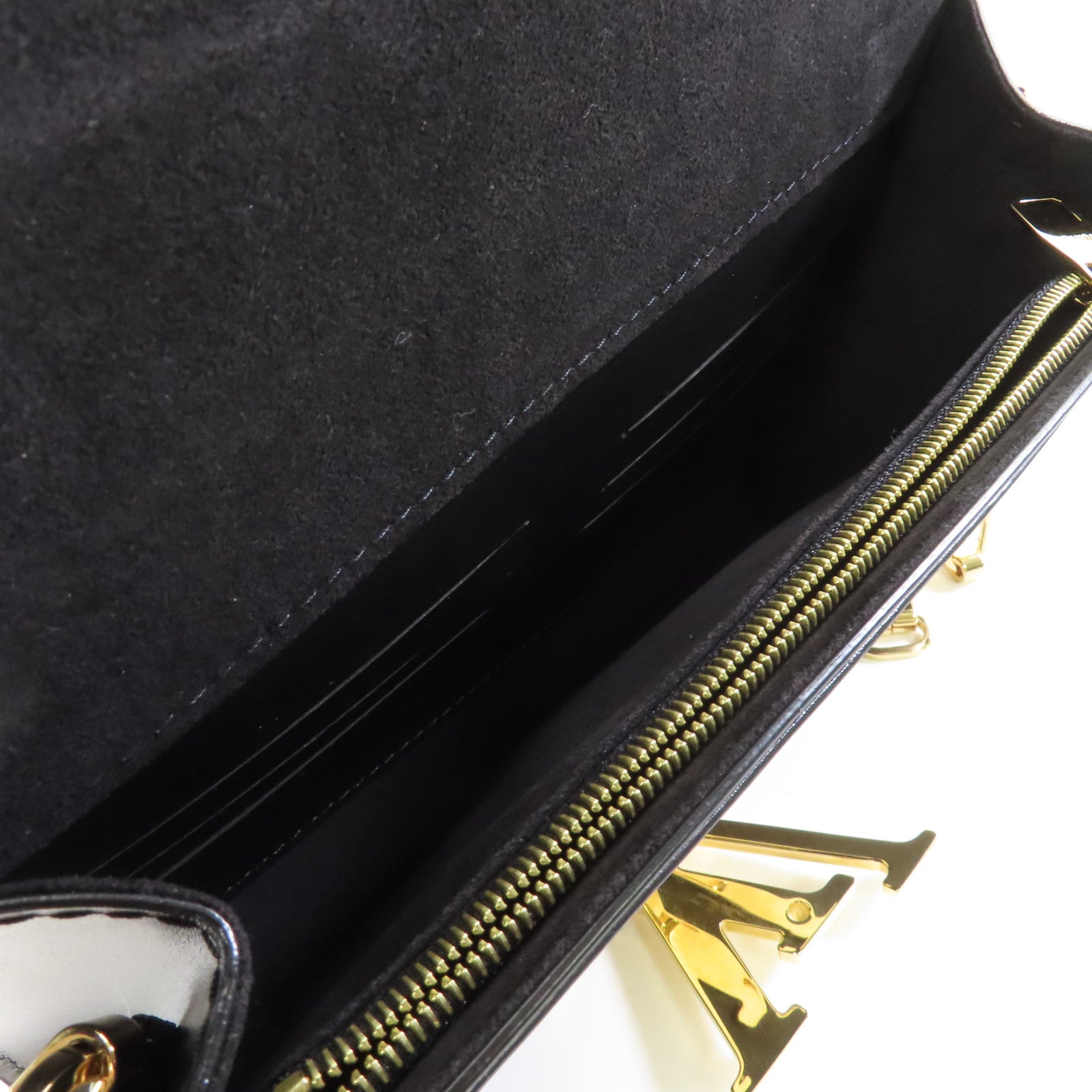 LOUIS VUITTON 牛皮皮革Chain Louise金扣鏈帶肩背袋黑色
