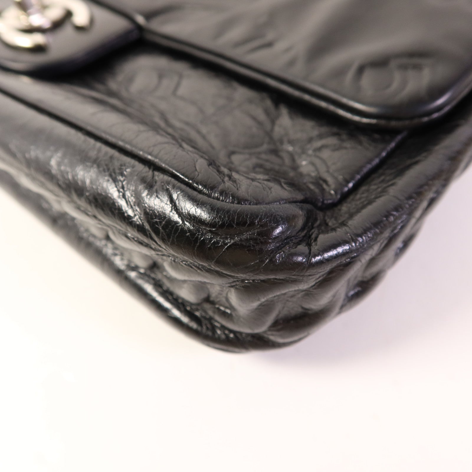 CHANEL 牛皮皮革Chain Shoulder Bag銀扣鏈帶肩背袋