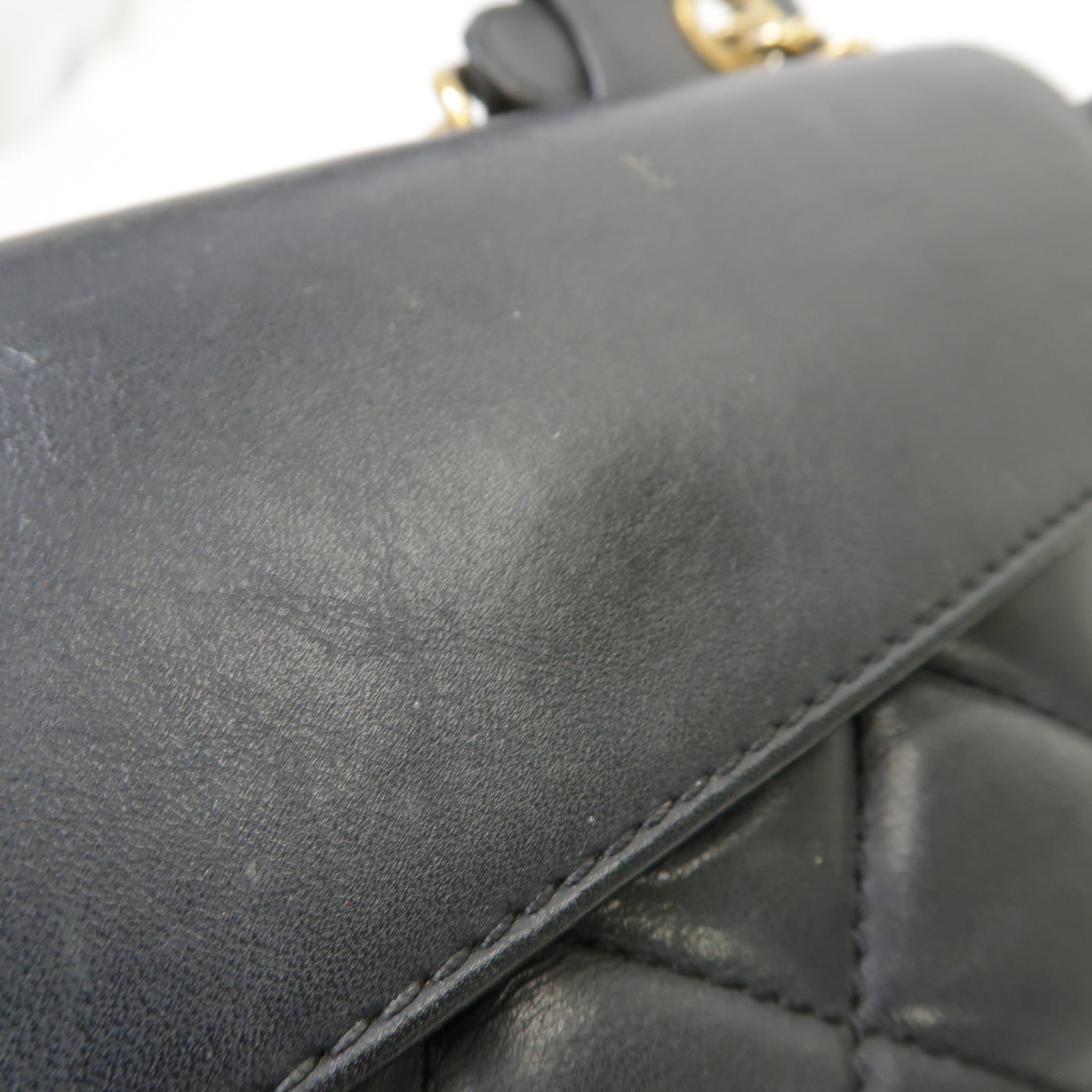 CHANEL 菱格牛皮皮革Chain Shoulder Bag金扣手挽肩背兩用袋黒色