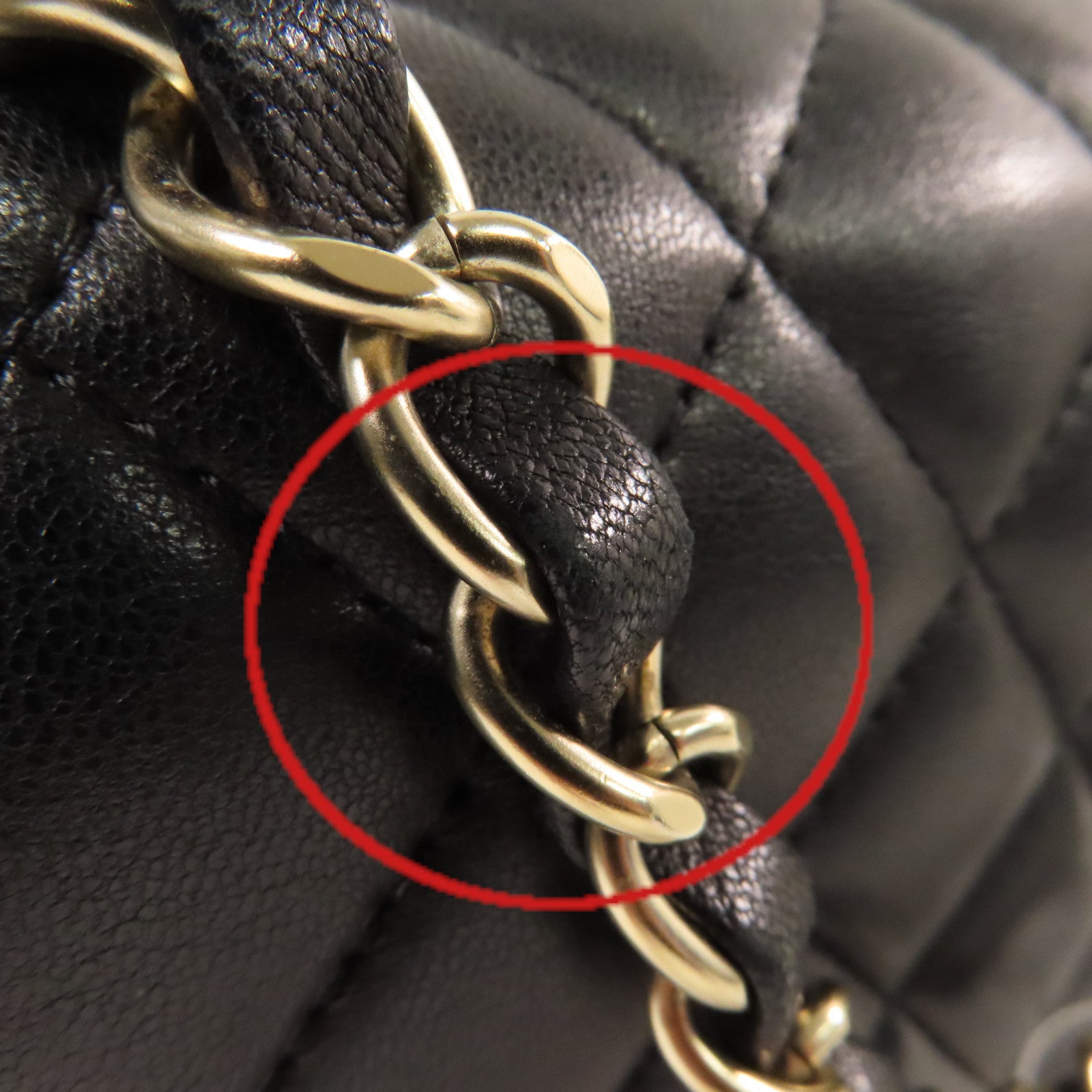 CHANEL 菱格羊皮皮革Chain Shoulder Bag金扣鏈帶肩背袋黑色