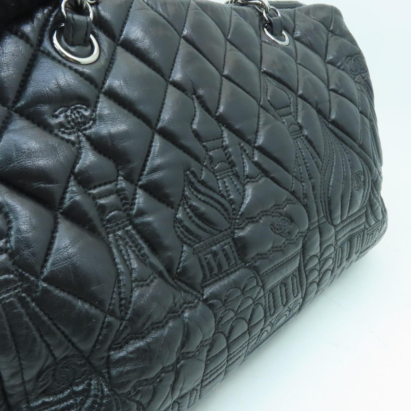 CHANEL 【激減優惠】菱格羊皮皮革Chain Shoulder Bag銀扣鏈帶肩背袋黒色