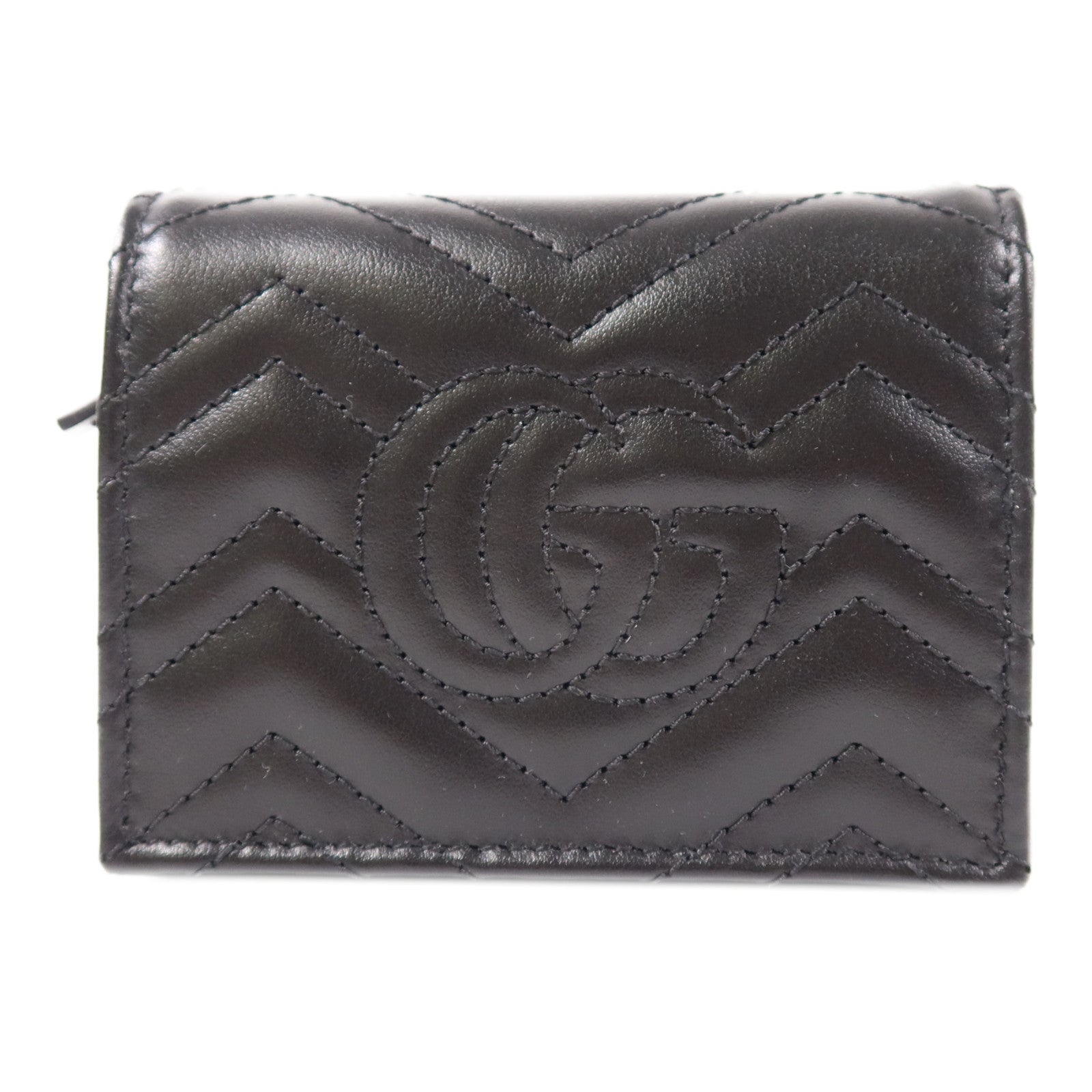 GUCCI Chevron皮革GG Marmont Small Wallet金扣錢包