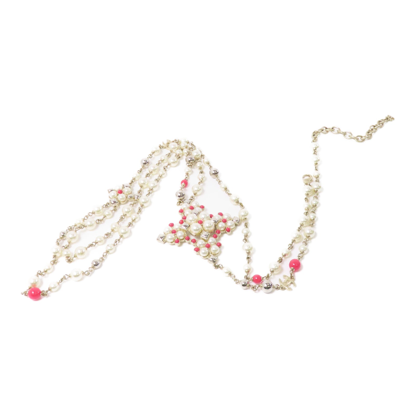 CHANEL 金屬Necklace項鍊白色/紅色/金色